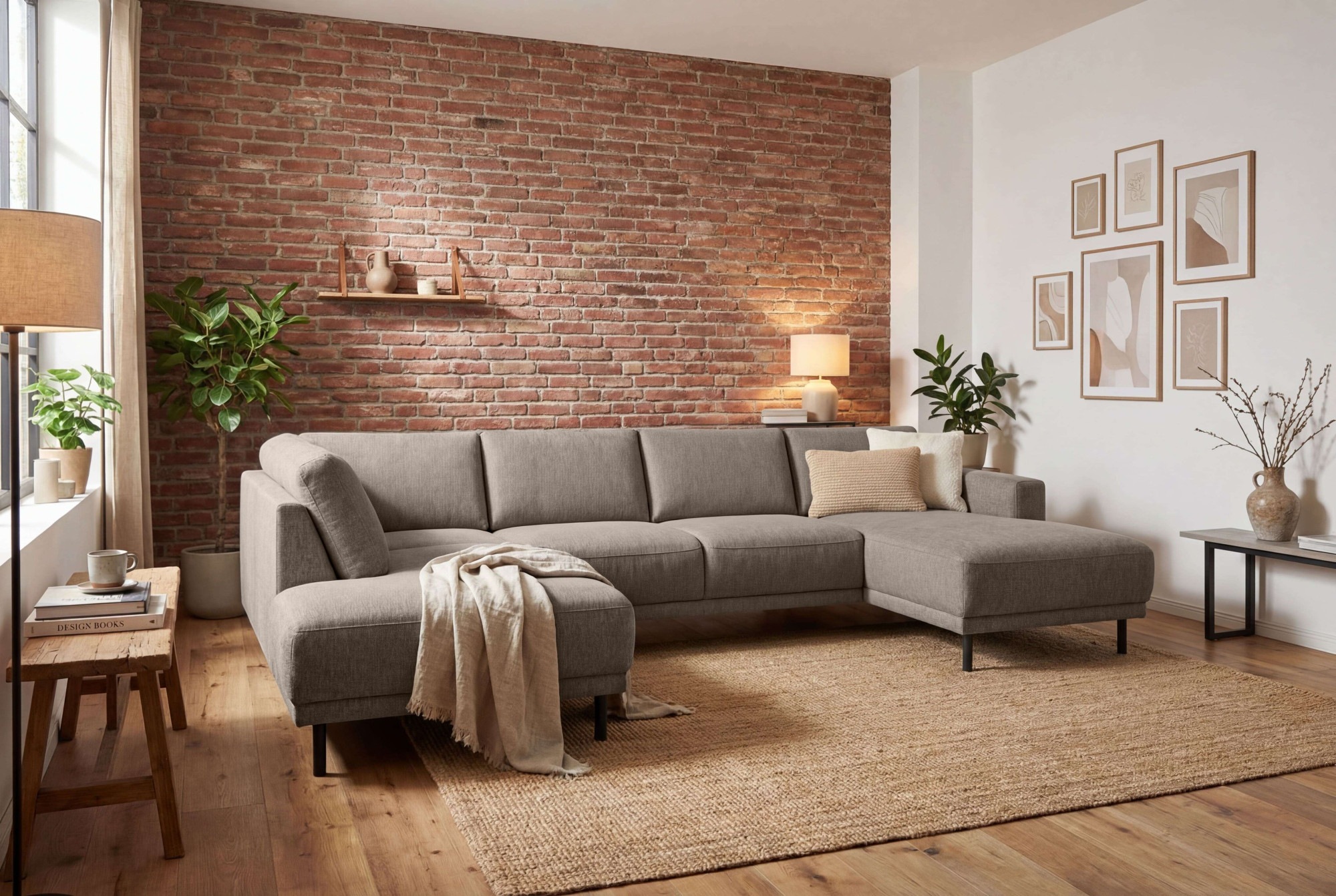 OTTO home Wohnlandschaft "Sveeva, U-Form, XXL, B.310 cm, schwarze Metallfüße" langlebiger Webstoff, mit Wellenunterfederung, viele Farben