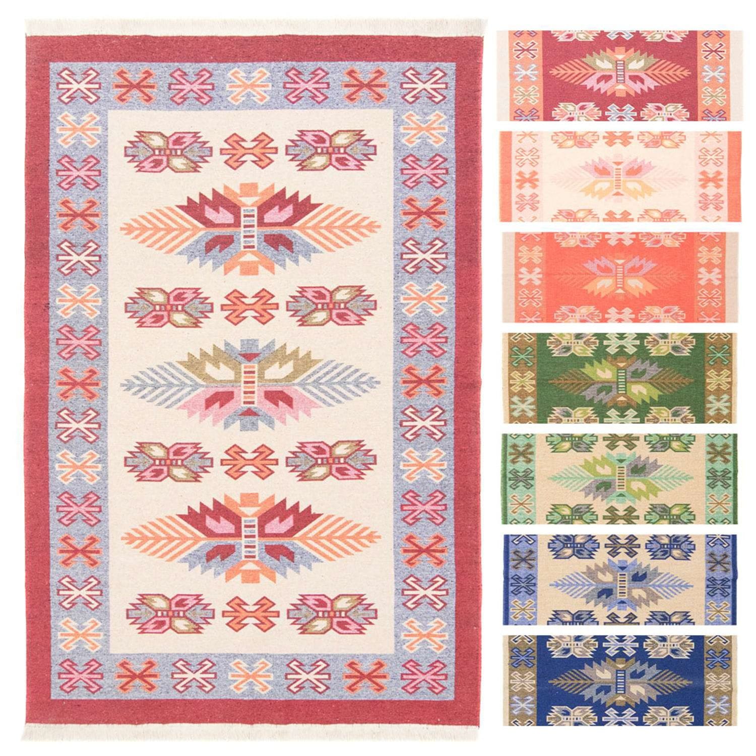 morgenland Wollteppich »Kelim Teppich - Trendy »Gizeh« Rechteckig«, rechteckig, 0,5 mm Höhe, Flachgewebe