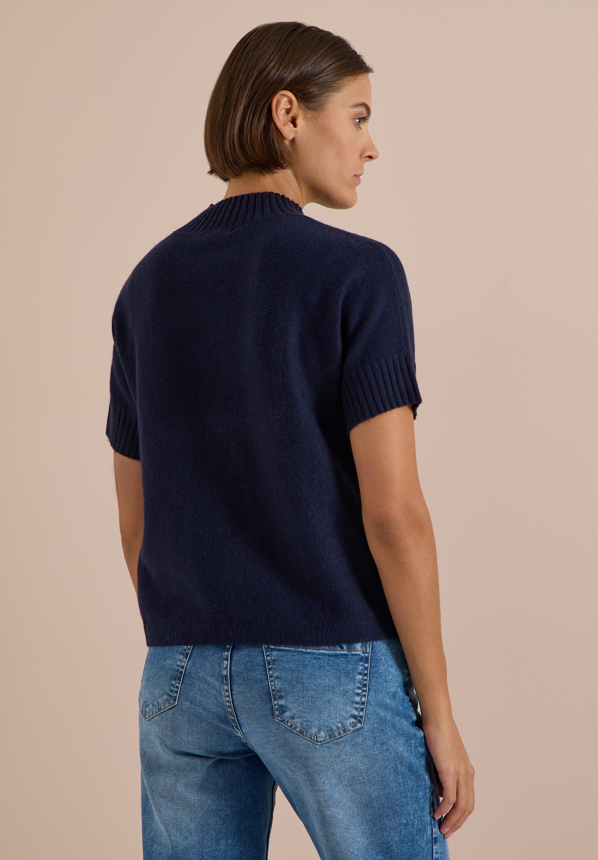 Cecil Kurzarmpullover mit Ripp-Details
