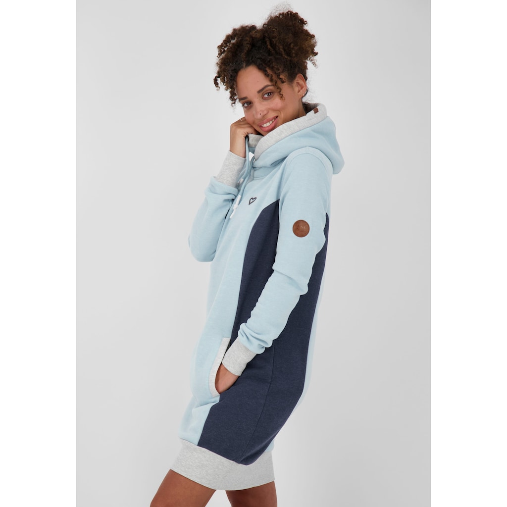 Damenmode Kleider Alife & Kickin Sweatkleid »JilineAK«, sportives Kapuzen-Kleid mit Kontrastdetails und Seitentaschen hellblau