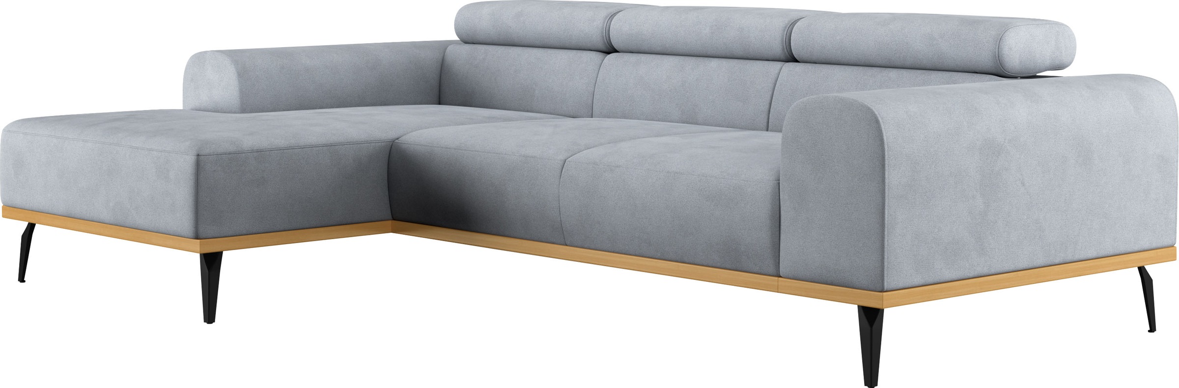 Places of Style Ecksofa »Carlo L-Form«, mit Kopfteilverstellung & Holz-Rahmenoptik, wahlweise Relaxfunktion