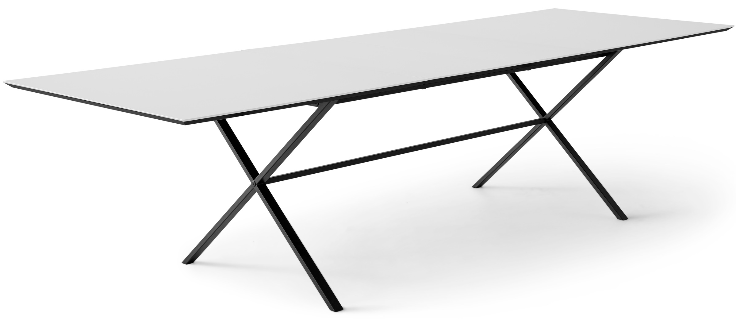 Hammel Furniture Esstisch »Meza Designtisch mit Auszugsfunktion und 2 Einlegeplatten«, rechteckige Tischplatte MDF, gekreuztes Metallgestell