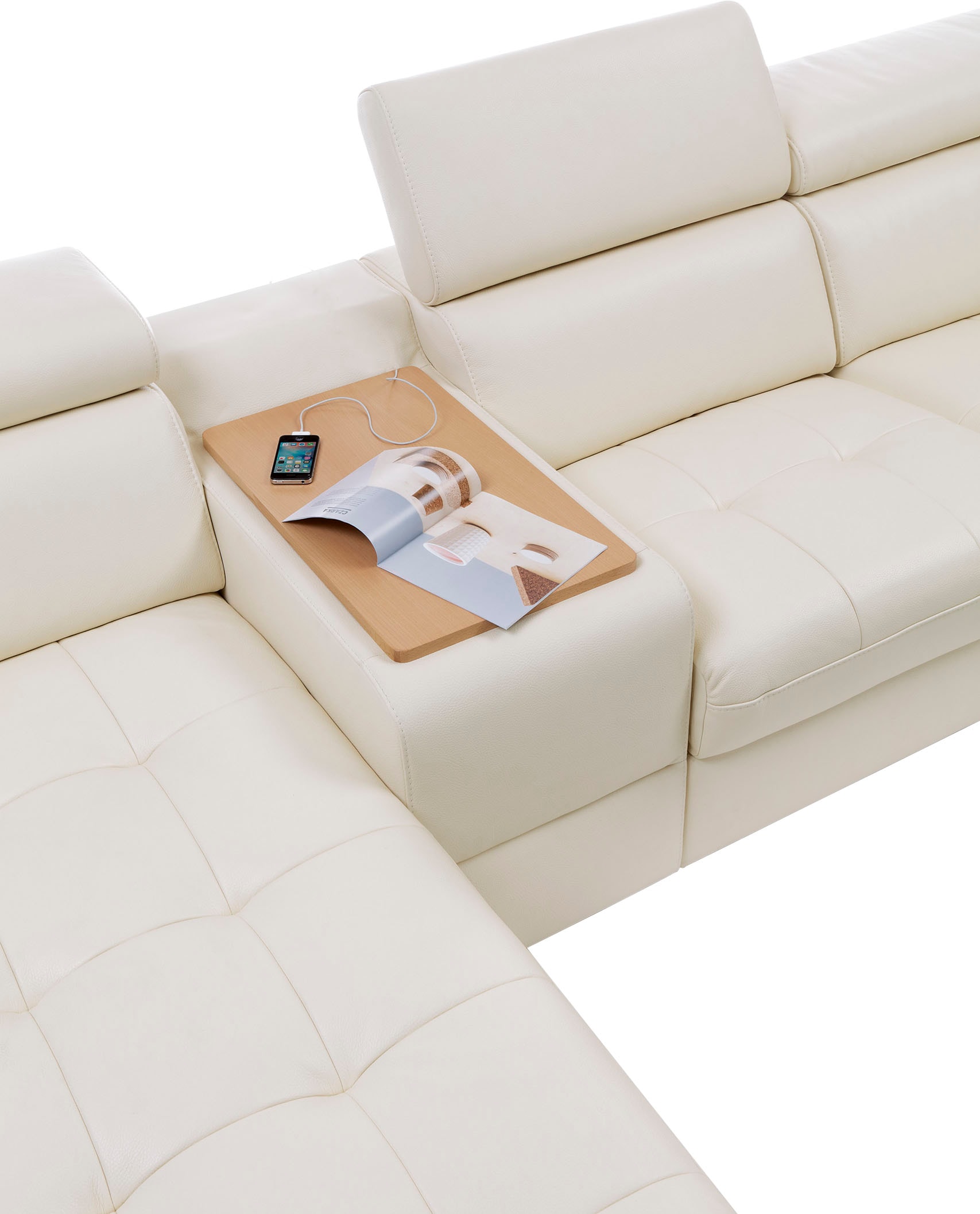 exxpo - sofa fashion Wohnlandschaft »Massimo, Familien Sofa mit viel Platz, Lederbezug, bequem, komfortabel«, U-Form, inkl. Bettfunktion, Bettkasten, elektr. Relaxfunktion