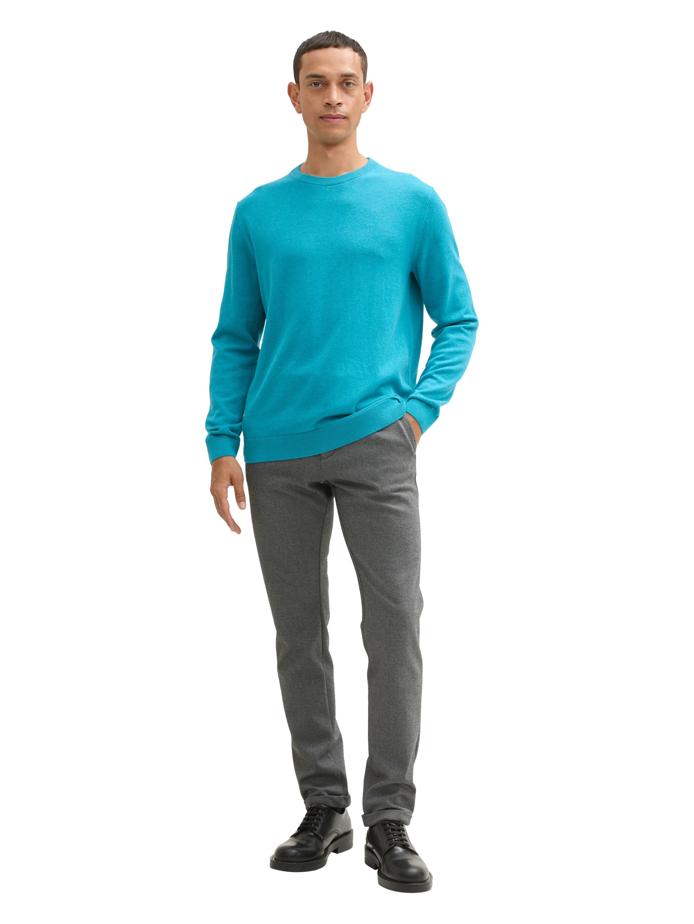TOM TAILOR Rundhalspullover, mit Logostickerei