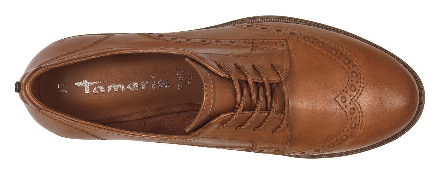 Tamaris Schnürschuh, Blockabsatz, Businessschuh, Halbschuh mit Lyralochung