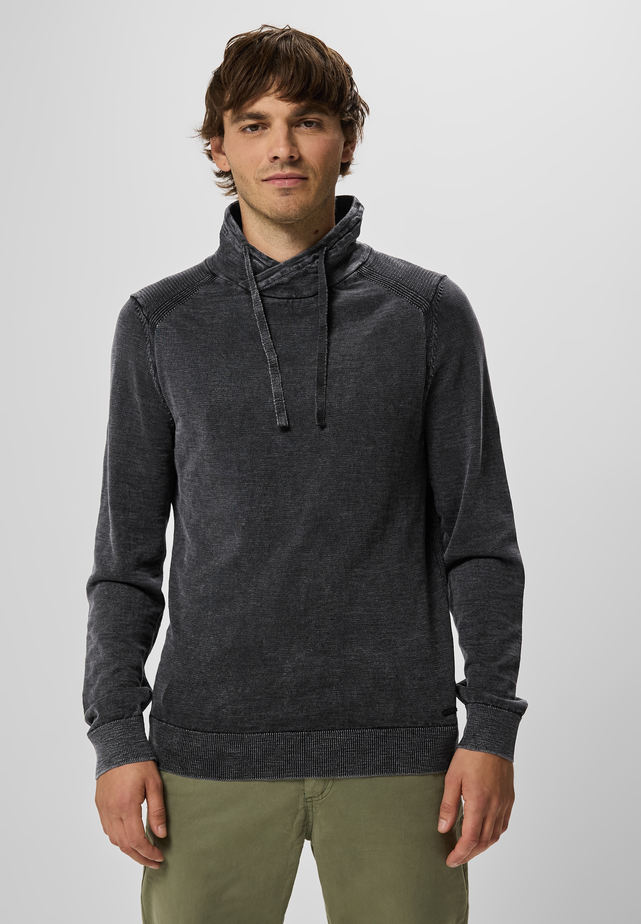 STREET ONE MEN Stehkragenpullover, aus reiner Baumwolle