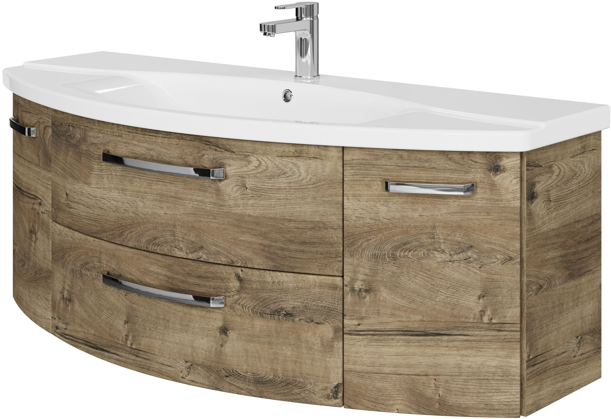 Saphir Badmöbel-Set »Serie 4010 2-teilig Keramik-Waschtisch mit LED-Spiegelschrank«, (Set), Badezimmer Set 144 cm breit, inkl. Türdämpfer, 5 Türen, 2 Schubladen