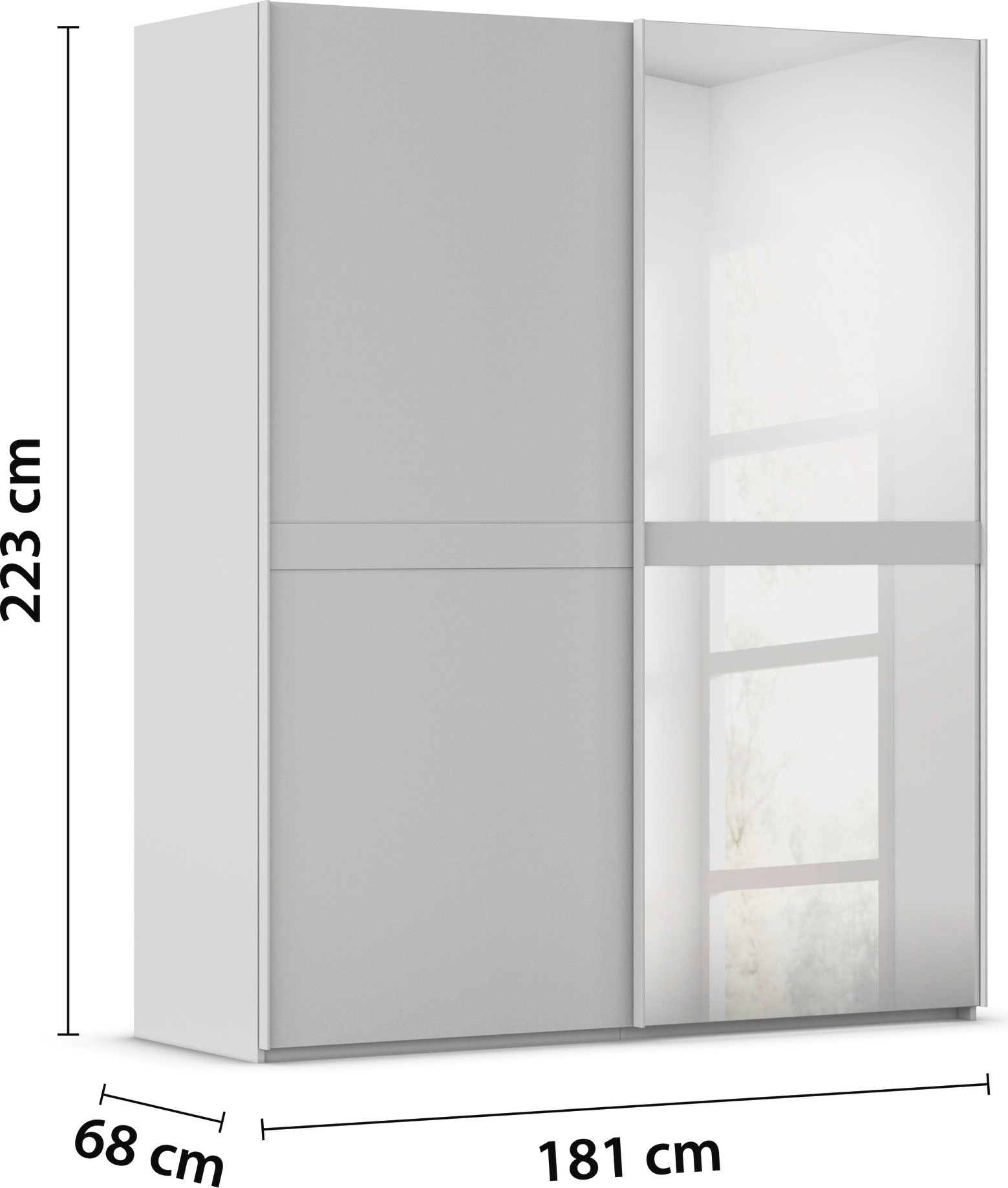 rauch Schwebetürenschrank »Kleiderschrank Schrank Garderobe Schlafzimmerschrank SCALE-LINE«, edle Optik mit Bauchbinde in Korpusfarbe mit Spiegel MADE IN GERMANY