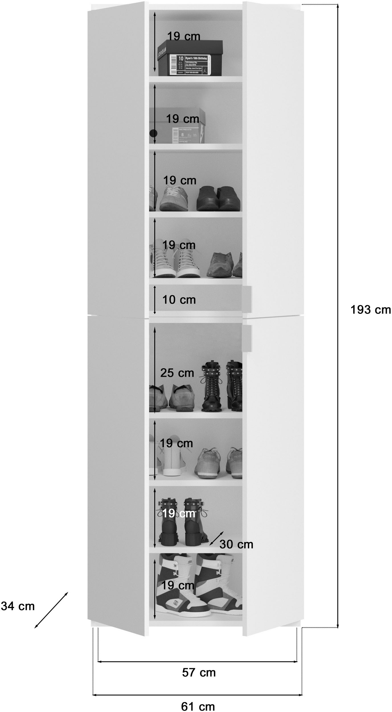 INOSIGN Garderoben-Set »Trondheim, Breite 213 cm, 6-teilig, bestehend aus:«, (Set, 5 St.), 3x Garderobenschrank, 1 Kommode, 1 Garderobenstange, 1 Ablageboden