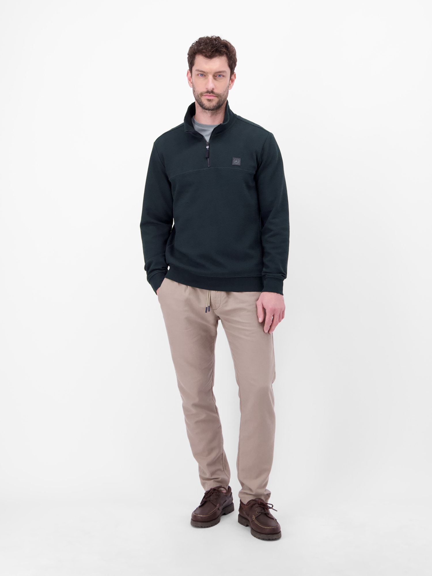 LERROS Sweatshirt »Troyer in Sweatqualität mit Waffelstruktur«
