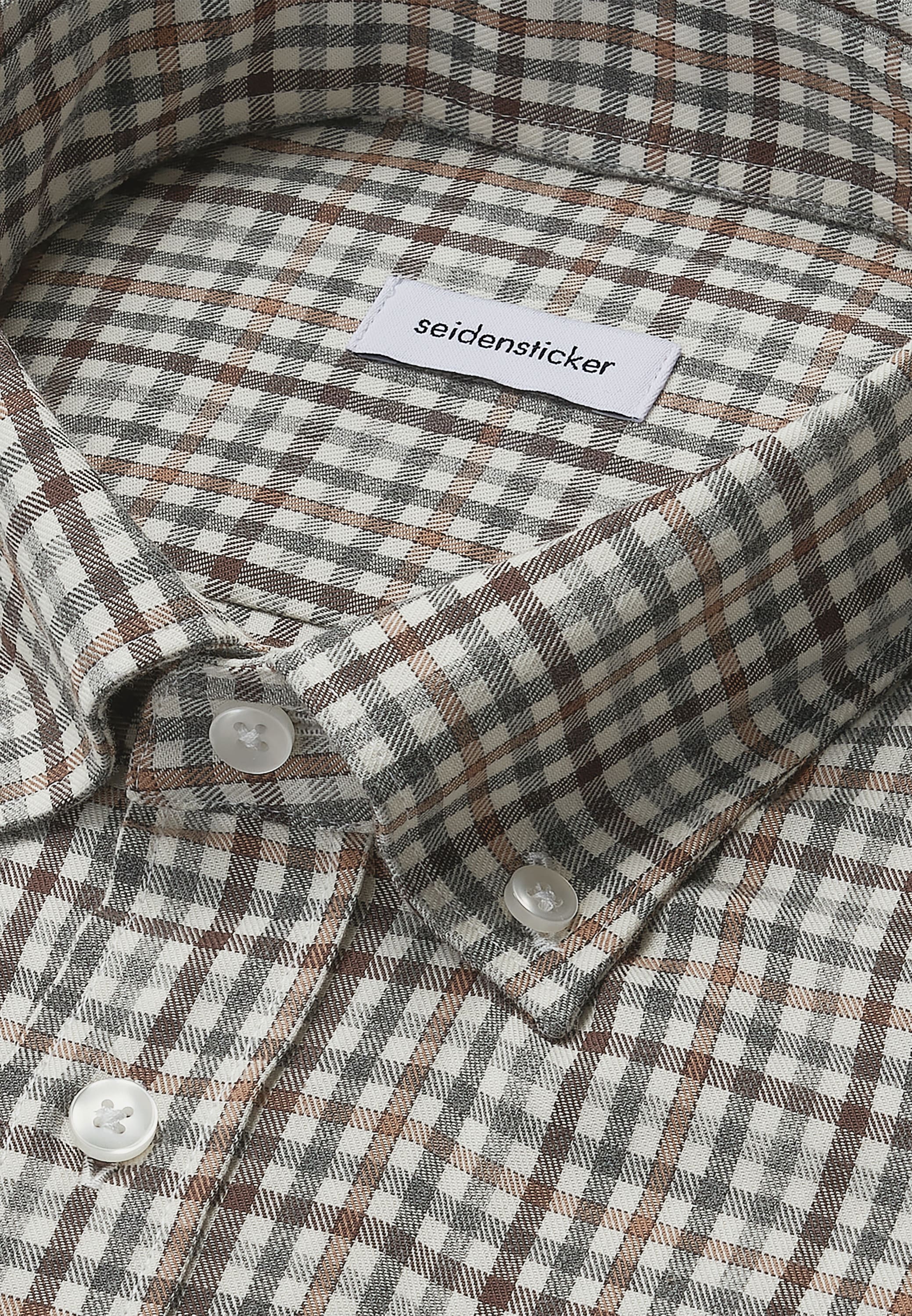 seidensticker Flanellhemd »Schwarze Rose«, Regular 1/1 Button-Down-Kragen Karo