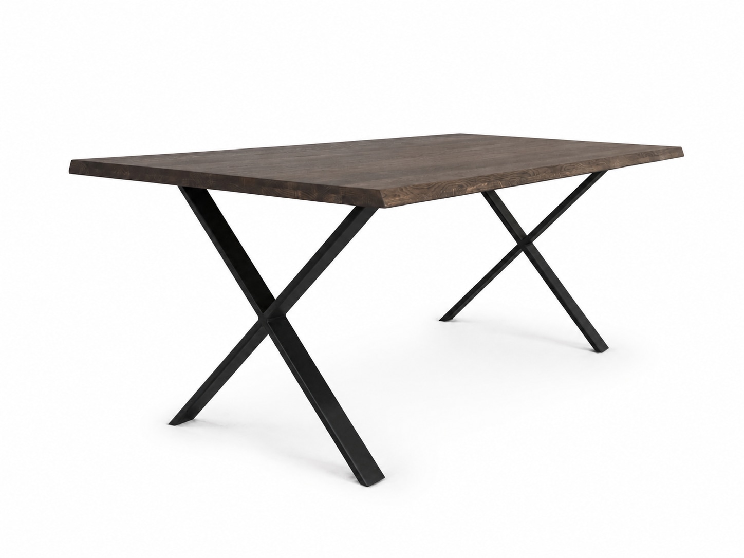 OTTO home Esstisch »»NARVIK« Speisetisch, Küchentisch, Wohntisch, Esszimmertisch« Wildeiche geölt Natur/Smoke, Baumkante, X-Gestell schwarz Metall