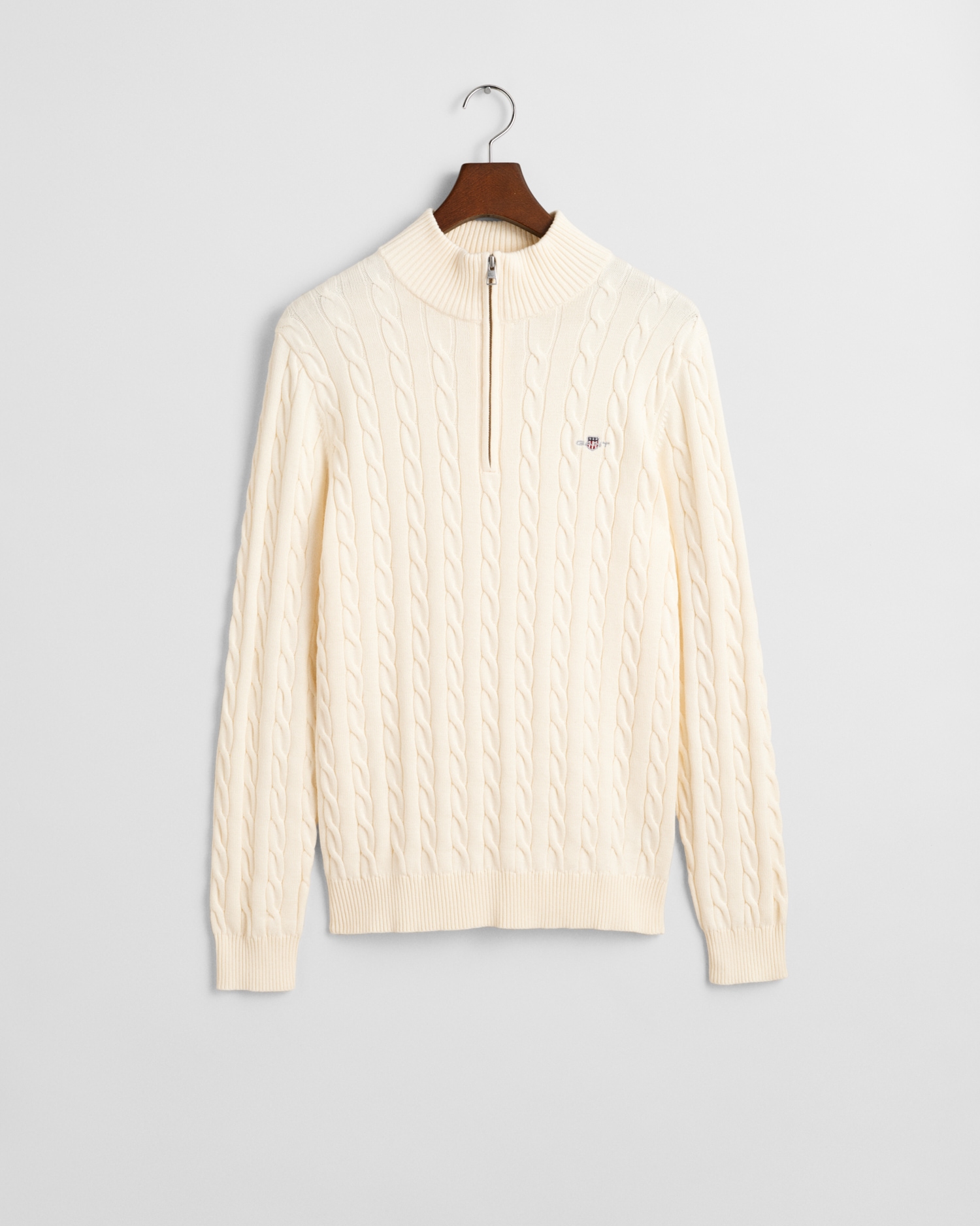 Gant Strickpullover »COTTON CABLE HALF ZIP«, Mit Rundhalsausschnitt