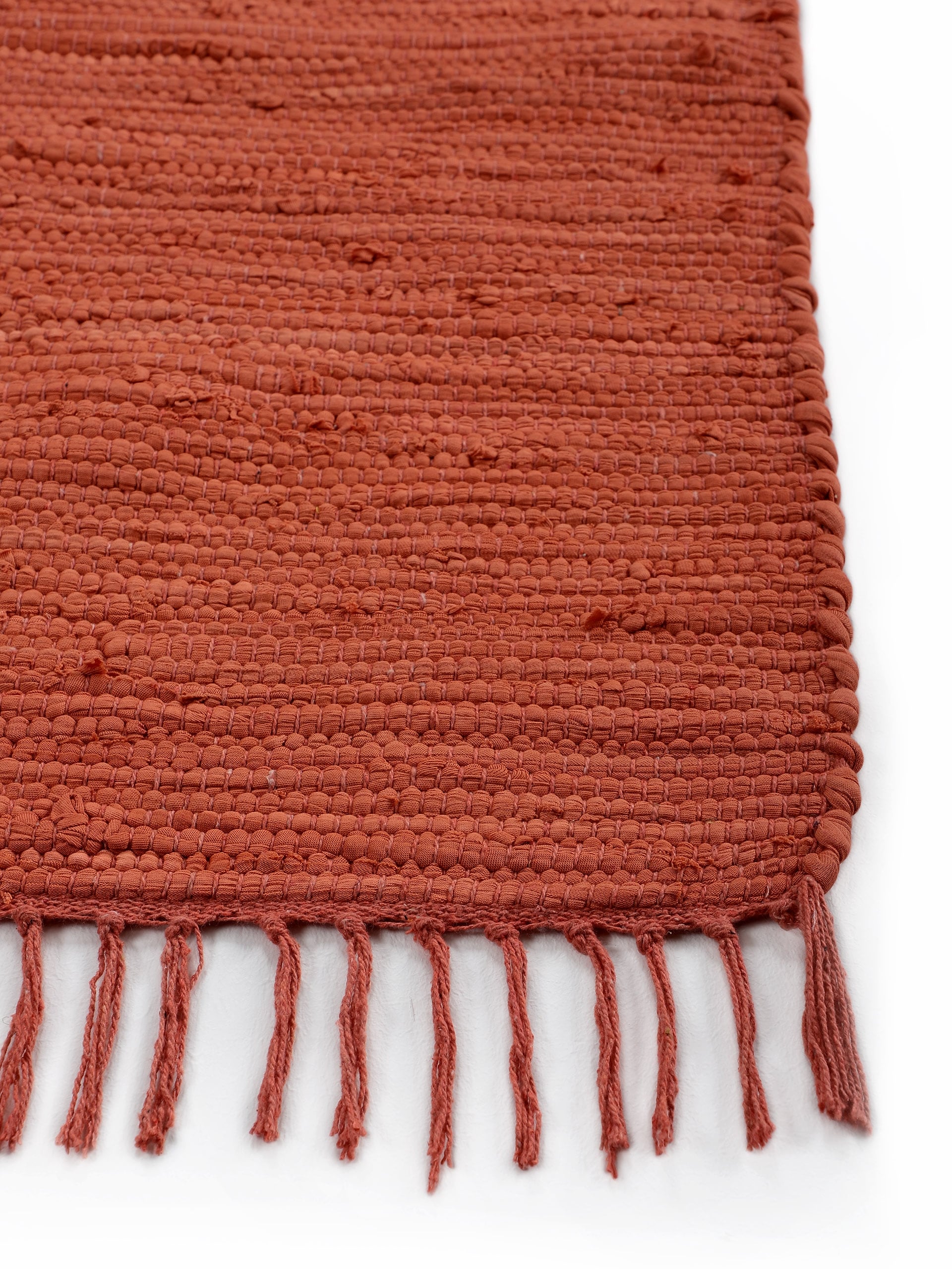 carpetfine Teppich »Kelim Chindi uni«, rechteckig, 5 mm Höhe, Wendeteppich, reine Baumwolle, handgewebt, Uni-Farben, mit Fransen