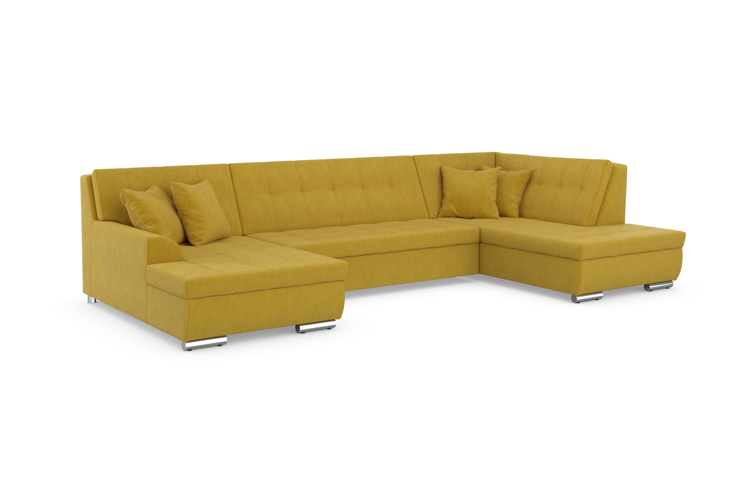 DOMO collection Wohnlandschaft »Treviso incl. Zierkissen, moderne Steppung, XXL: B/T/H: 364/201/83 cm«, wahlweise mit Bettfunktion, in vielen Bezugsarten auch in Cord U-Form