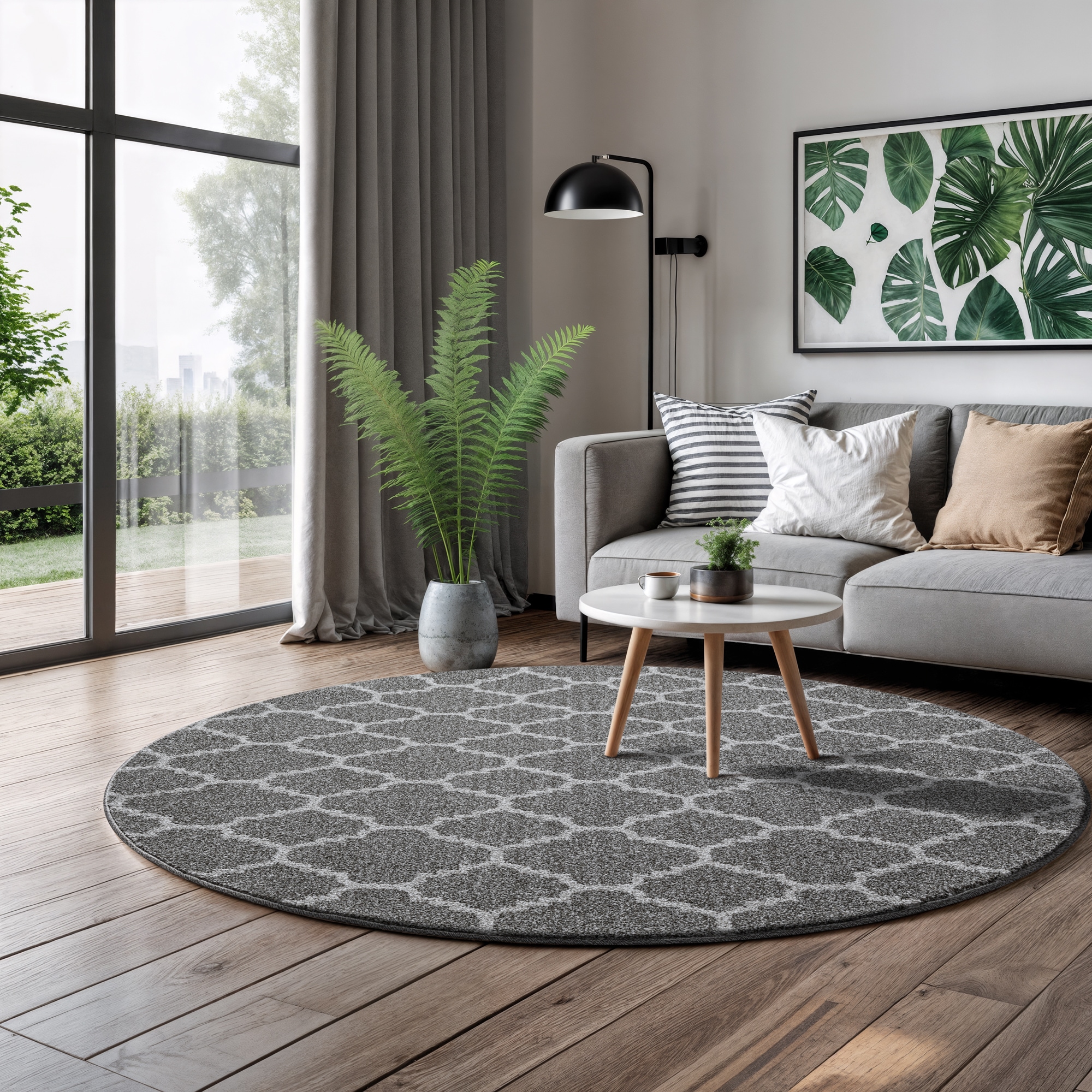 Sanat Teppich »Boho 8202« rund 10 mm Höhe Kurzflor, robust, Boho, Scandic, für Fussbodenheizung geeignet