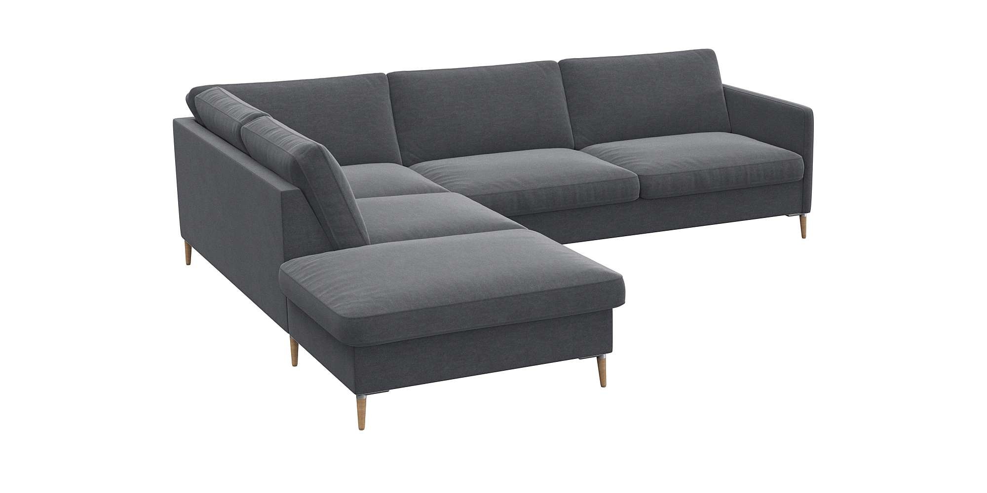 FLEXLUX Ecksofa »Fiore, L-Form«, schmale Armlehnen, Kaltschaum, Füße Alu+ Eiche