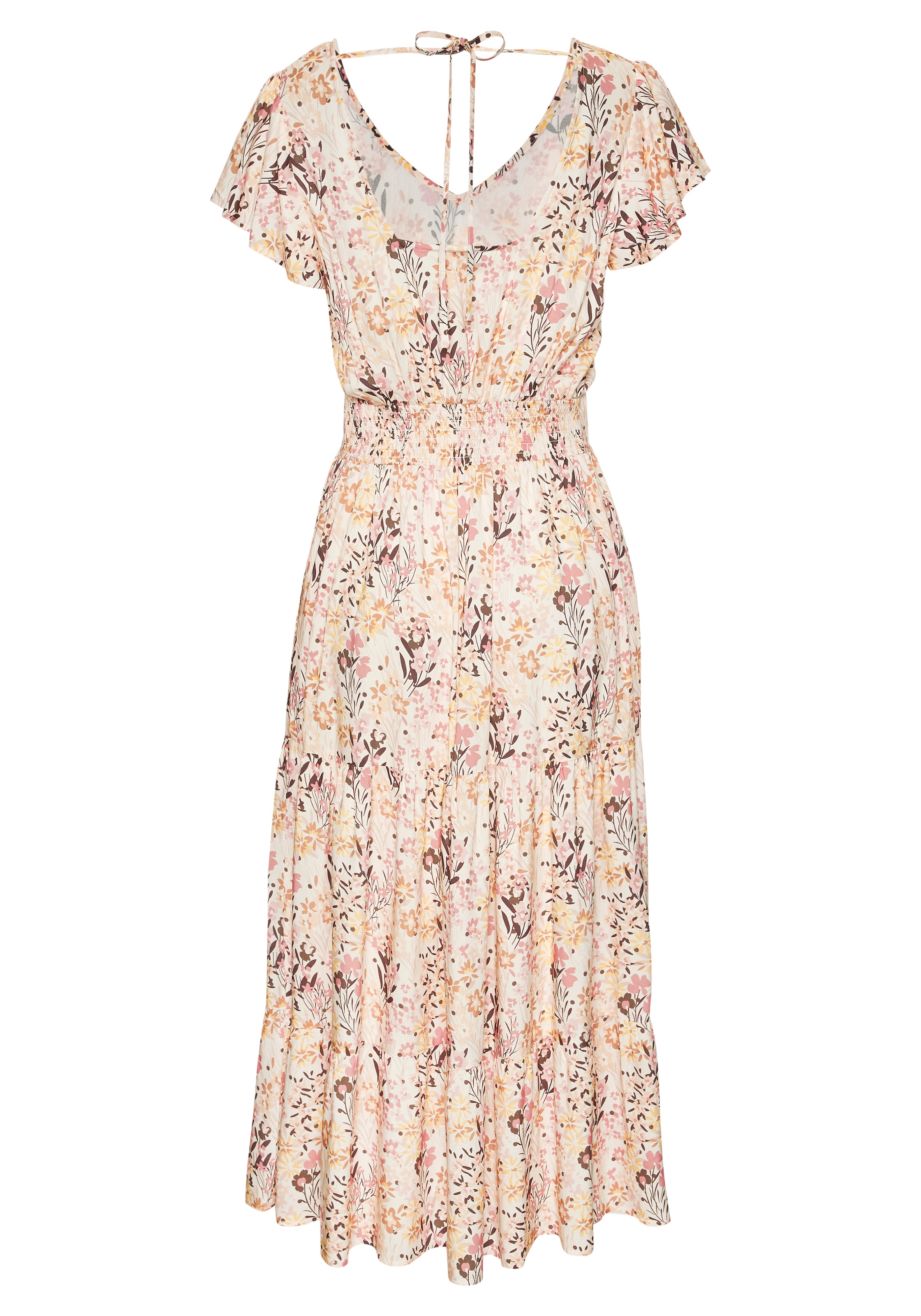 Vivance Midikleid »mit Blümchendruck und Flügelärmeln« Seitennahttaschen Elegantes Sommerkleid aus Webware, Blumenkleid, Druckkleid
