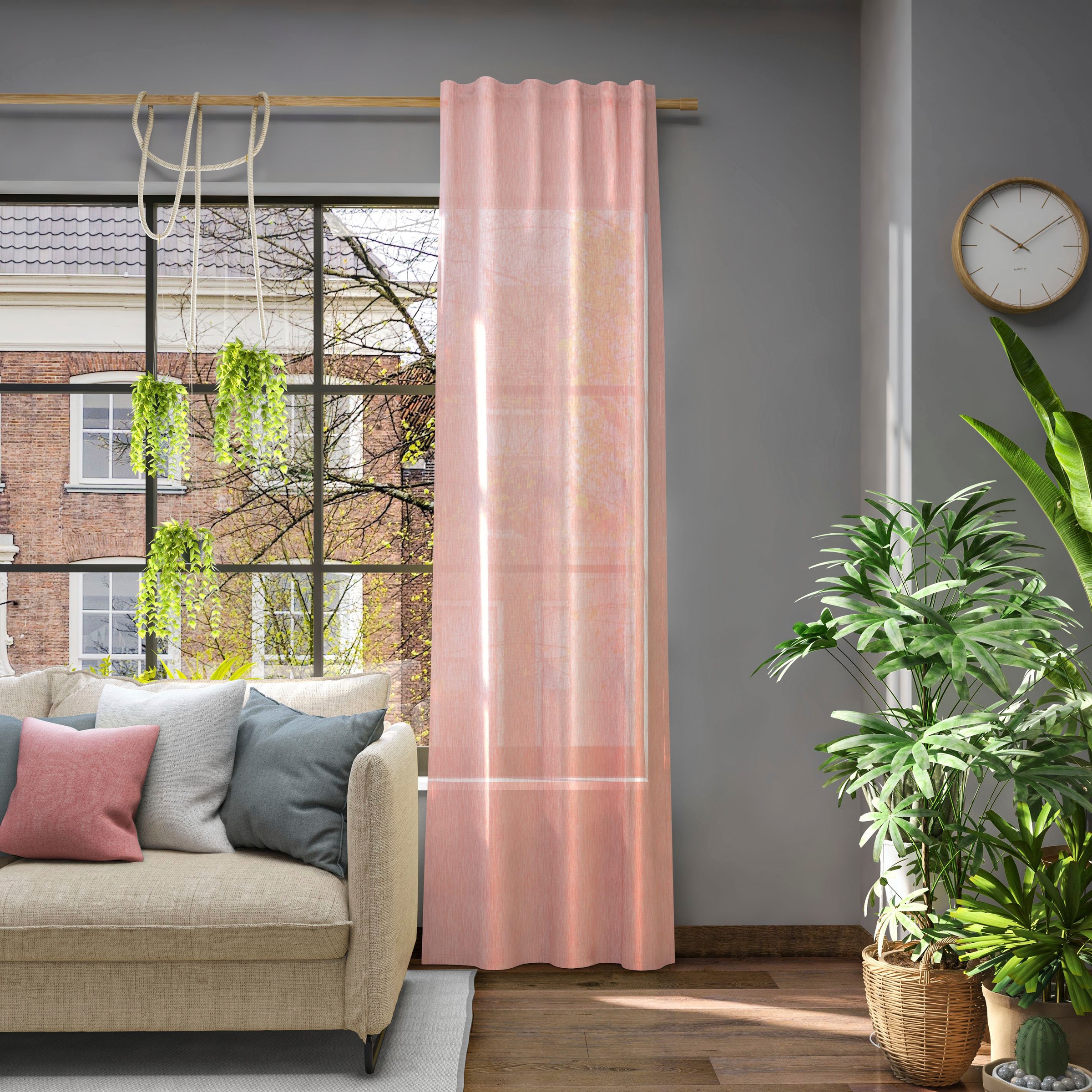 Vorhang NEUTEX FOR YOU, B:142cm H:125cm, orange, Jacquard, Polyester, Wohnzimmer, Gardinen, "Libre-ECO", nach Maß