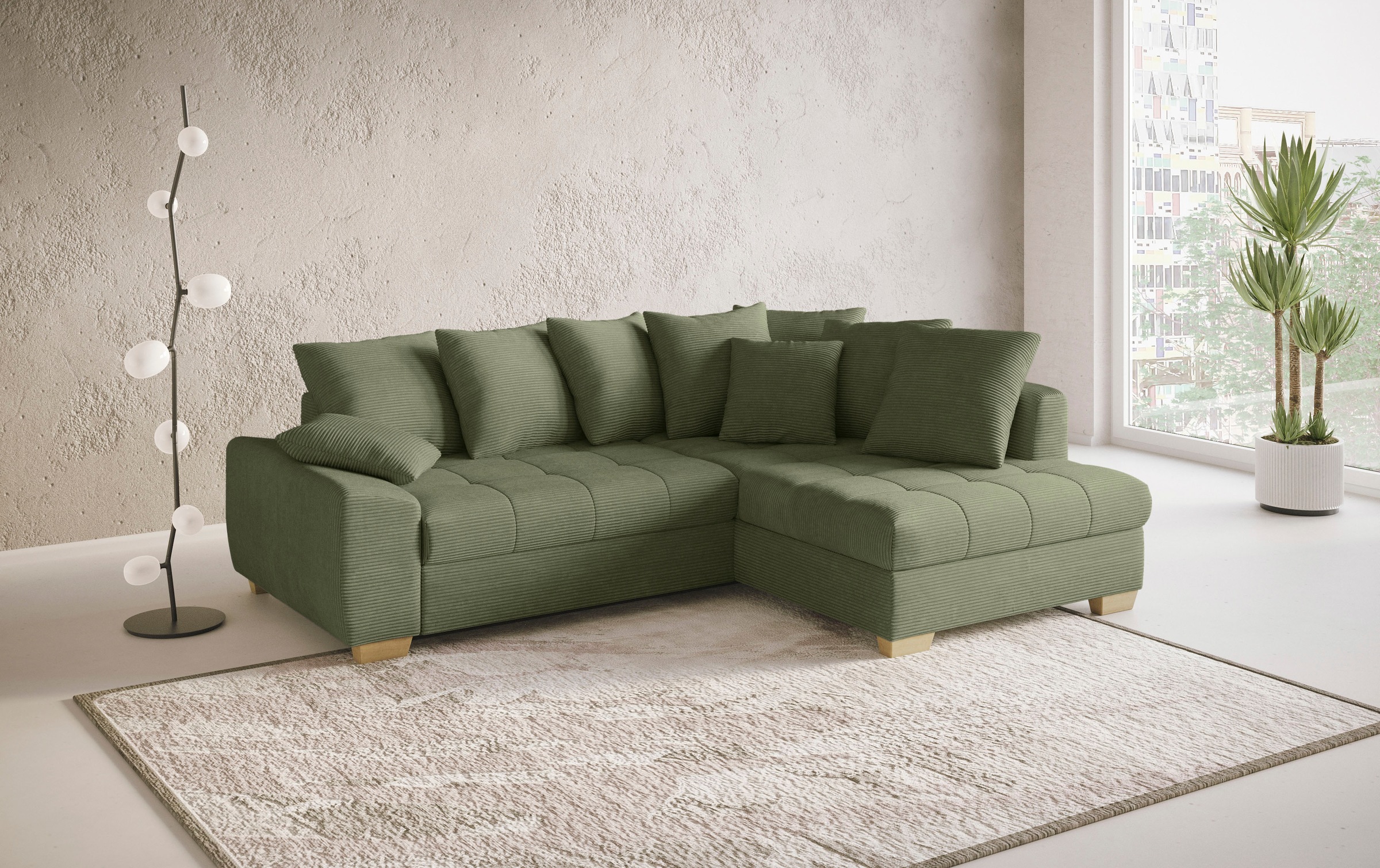Mr. Couch Ecksofa »Nikita II, L-Form«, Wahlweise mit Bettfunktion, Bettkasten & RGB-LED-Beleuchtung