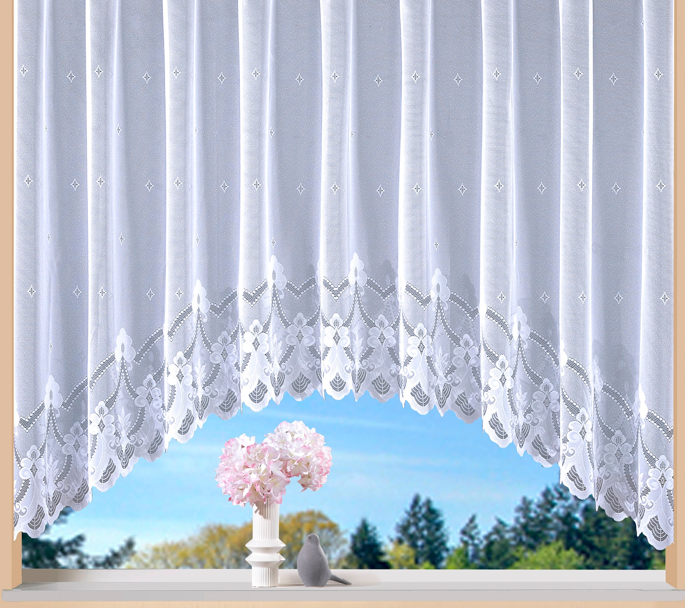 Weckbrodt Gardine "Weimar" Kräuselband 1 Stk. tlg. Jacquard, C-Bogen, flora günstig online kaufen