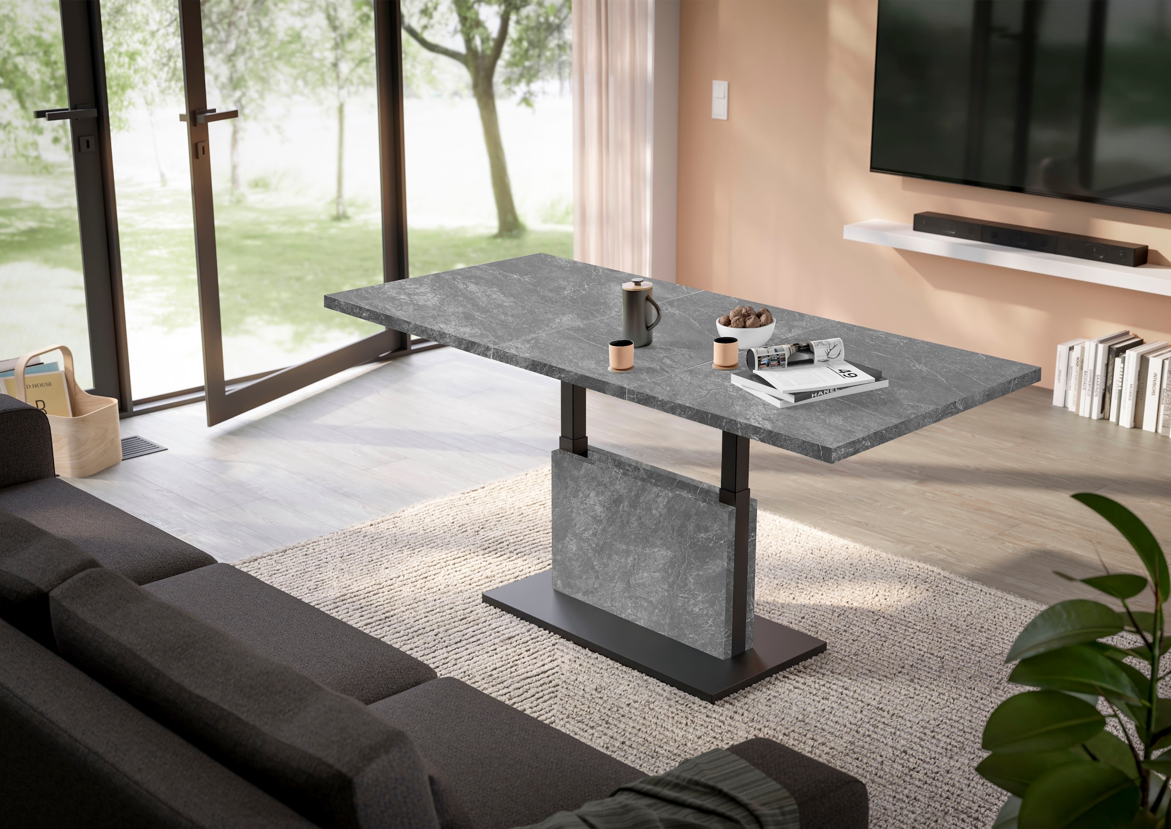 Mäusbacher Couchtisch »Lift Couchtisch«, höhenverstellbar 56-75cm, Breite Tischplatte 120-160cm, Metallgestell