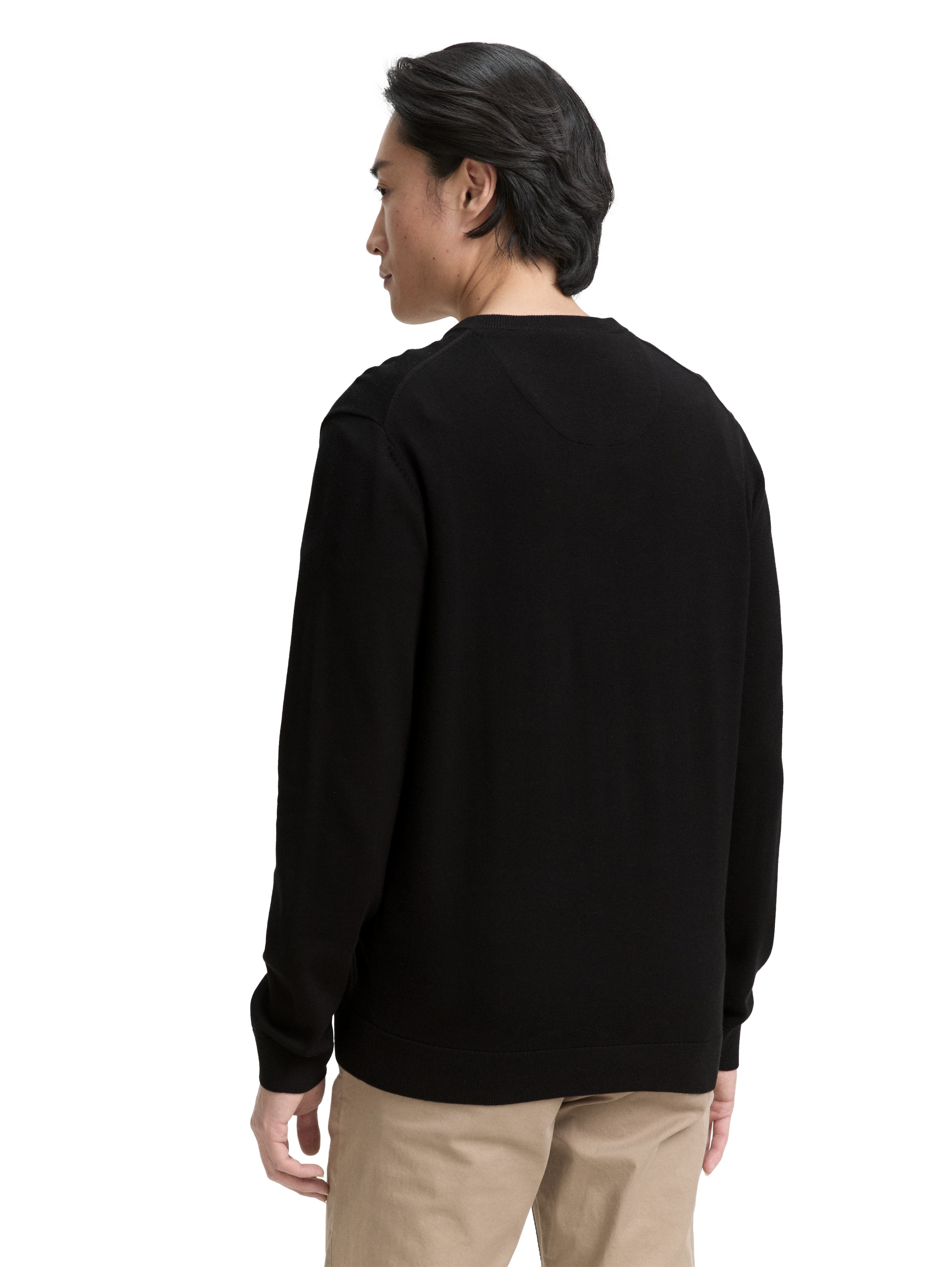 TOM TAILOR V-Ausschnitt-Pullover, mit kleiner Logo-Stickerei