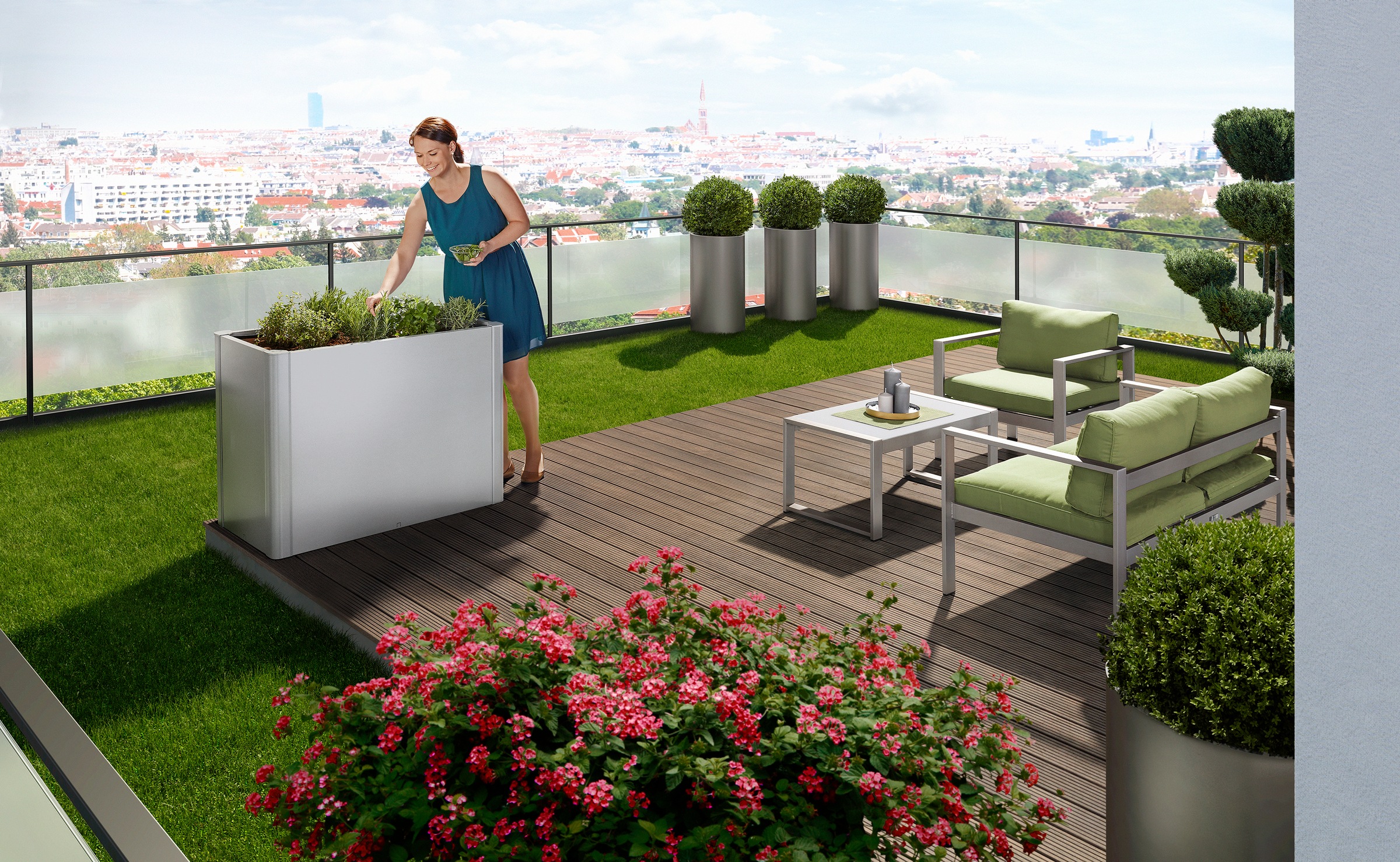 Biohort Hochbeet »BELVEDERE L-Form maxi 1, verschiedene Farben«, 102x102x77 cm, extrem langlebig, aus Metall