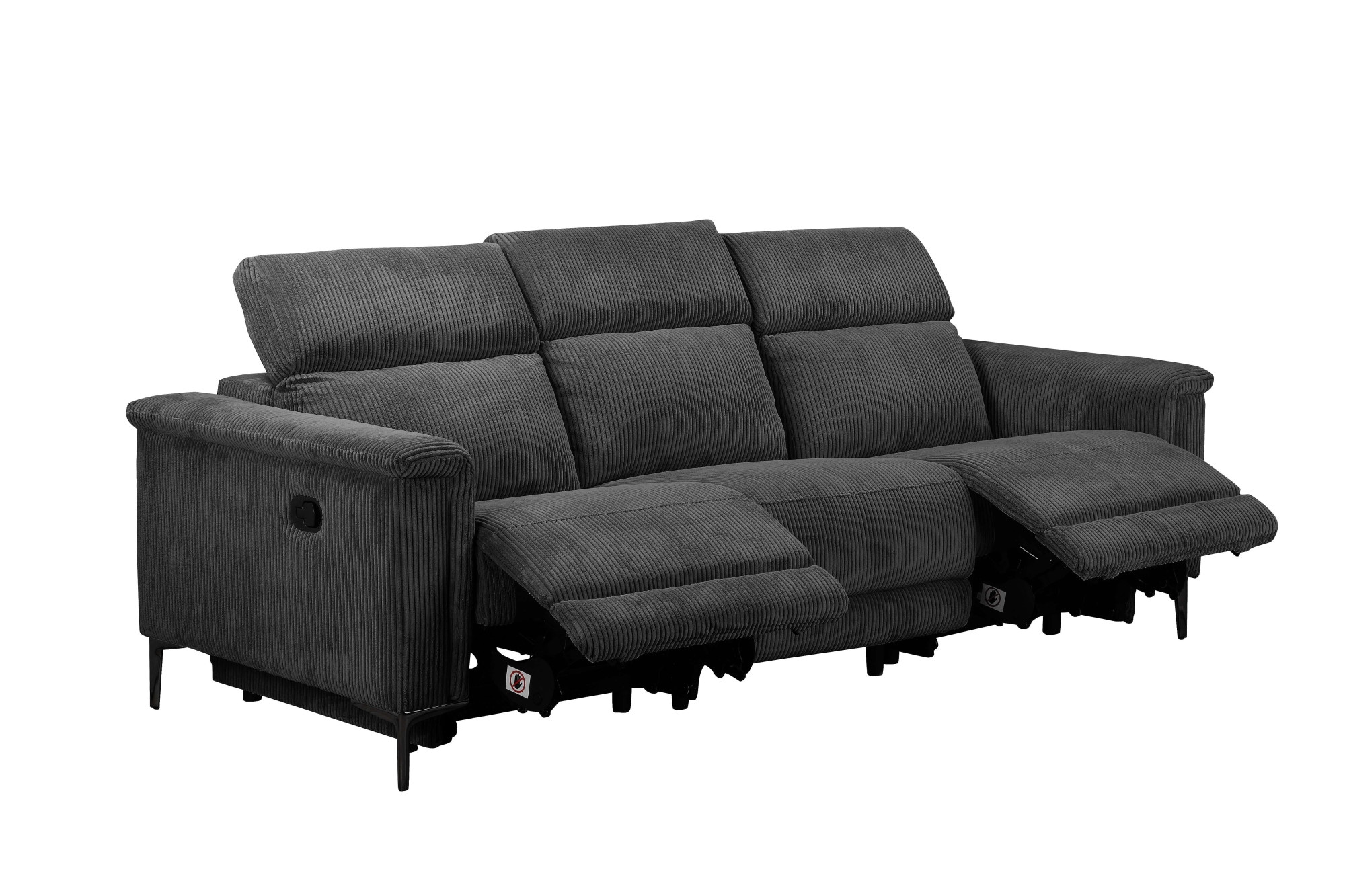 Places of Style 3-Sitzer »Lund Cord, mit manueller o. elektrischer Relaxfunktion in 2 Sitzen,«, USB-A, Kopfteilverstellung, Breite 222 cm