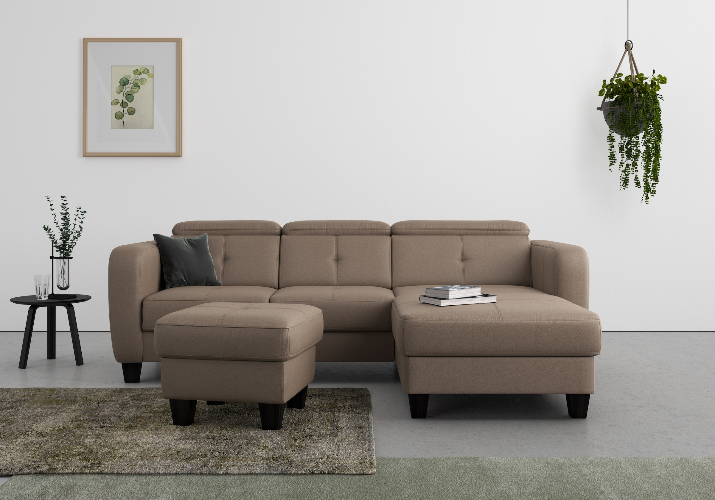 sit&more Ecksofa »Belluci L-Form«, inklusive Federkern, wahlweise mit Bettfunktion und Bettkasten