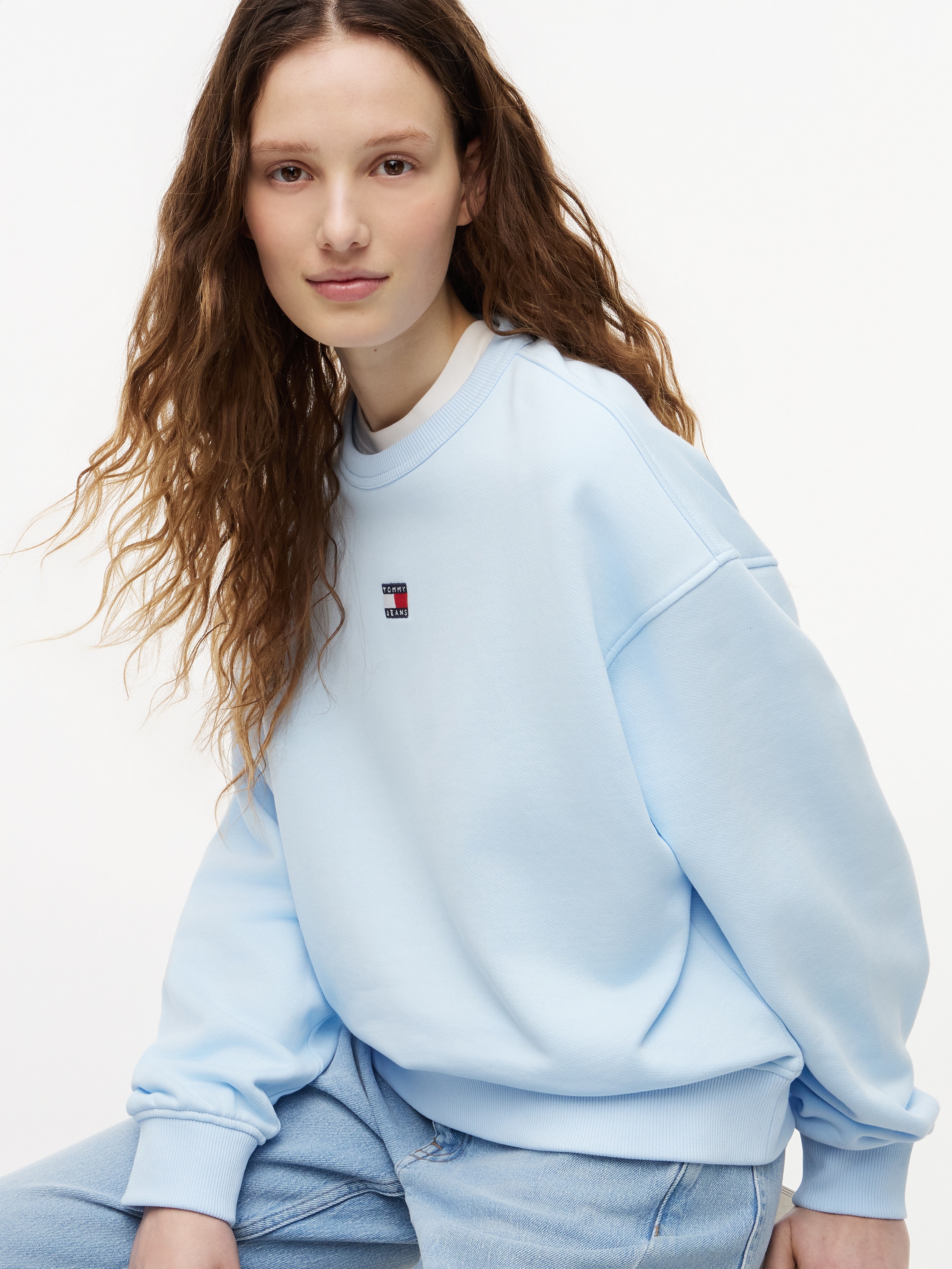Tommy Jeans Kapuzensweatshirt »TJW BXY BADGE CREW EXT«, Baumwolle, Kängurutasche
