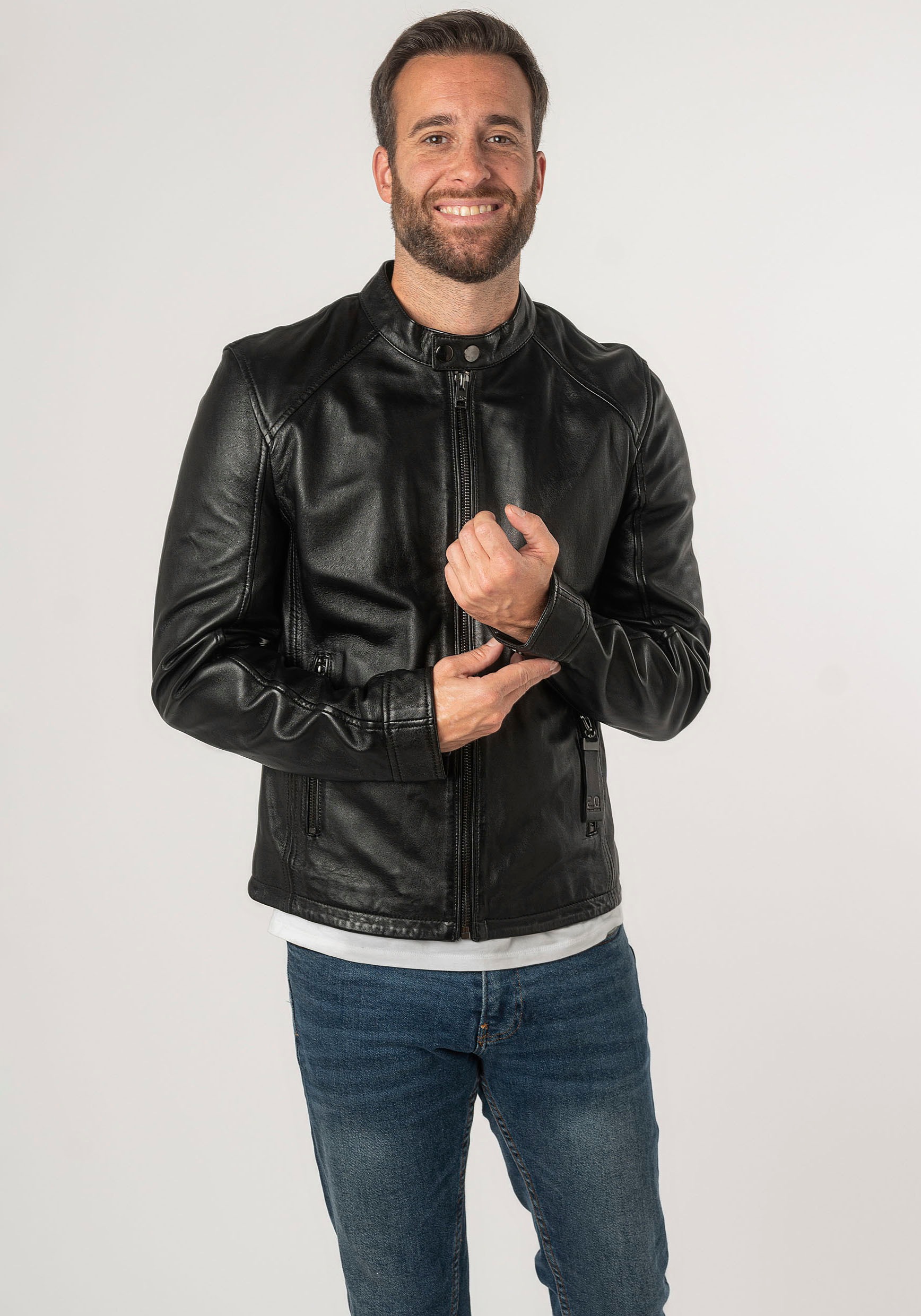 Mauritius Lederjacke »2Mtoji SF«, mit Reißverschluss, Zipperdetail, STehkragen Ziernähte