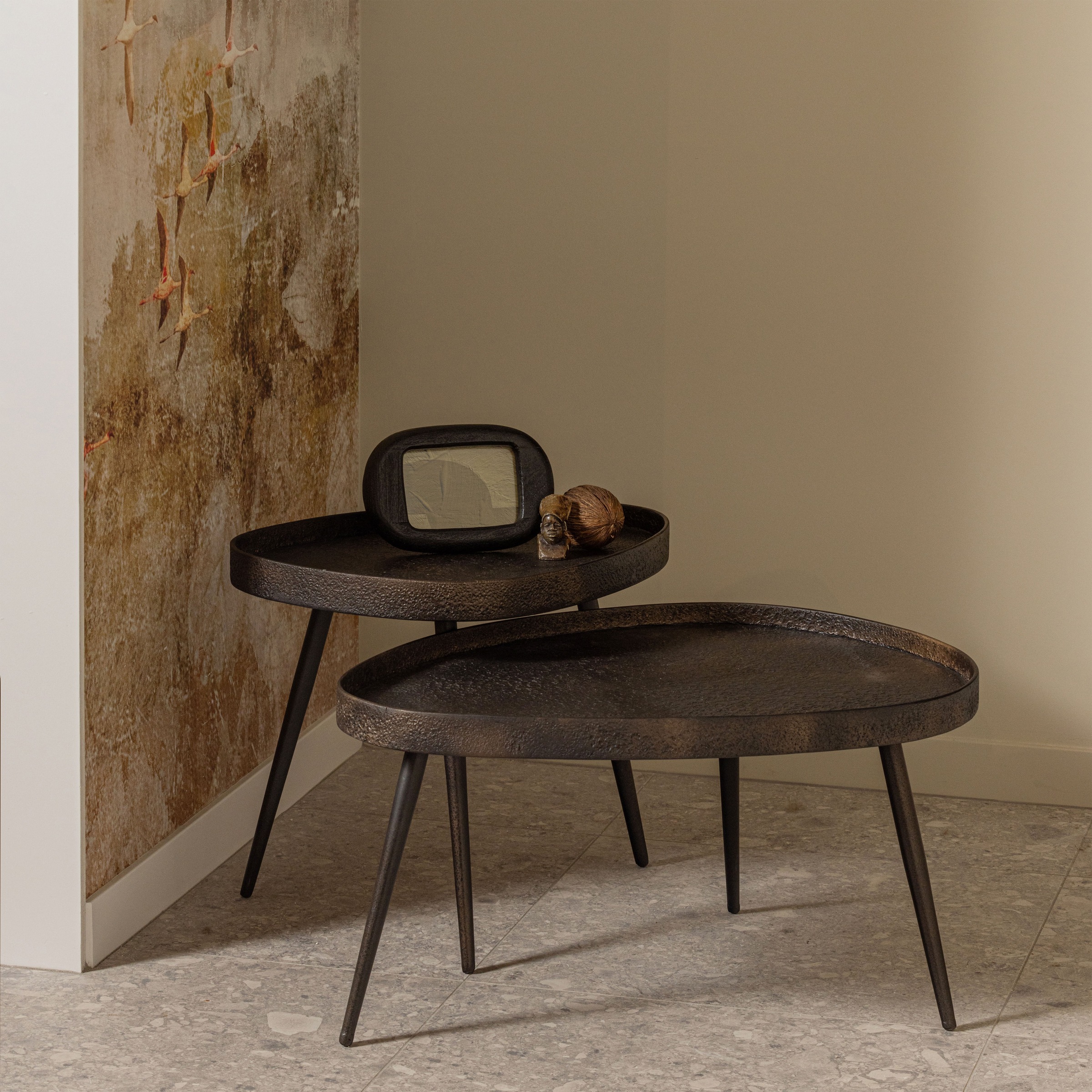 WOOOD Beistelltisch »Crude mit Multiplex-Zinkbeschichtung und Metallbeinen 71 x 52 x 39 cm« Set, 2 Stk. tlg. 2er-Set, unterschiedliche Größen im Set, Tragkraft je 15 kg