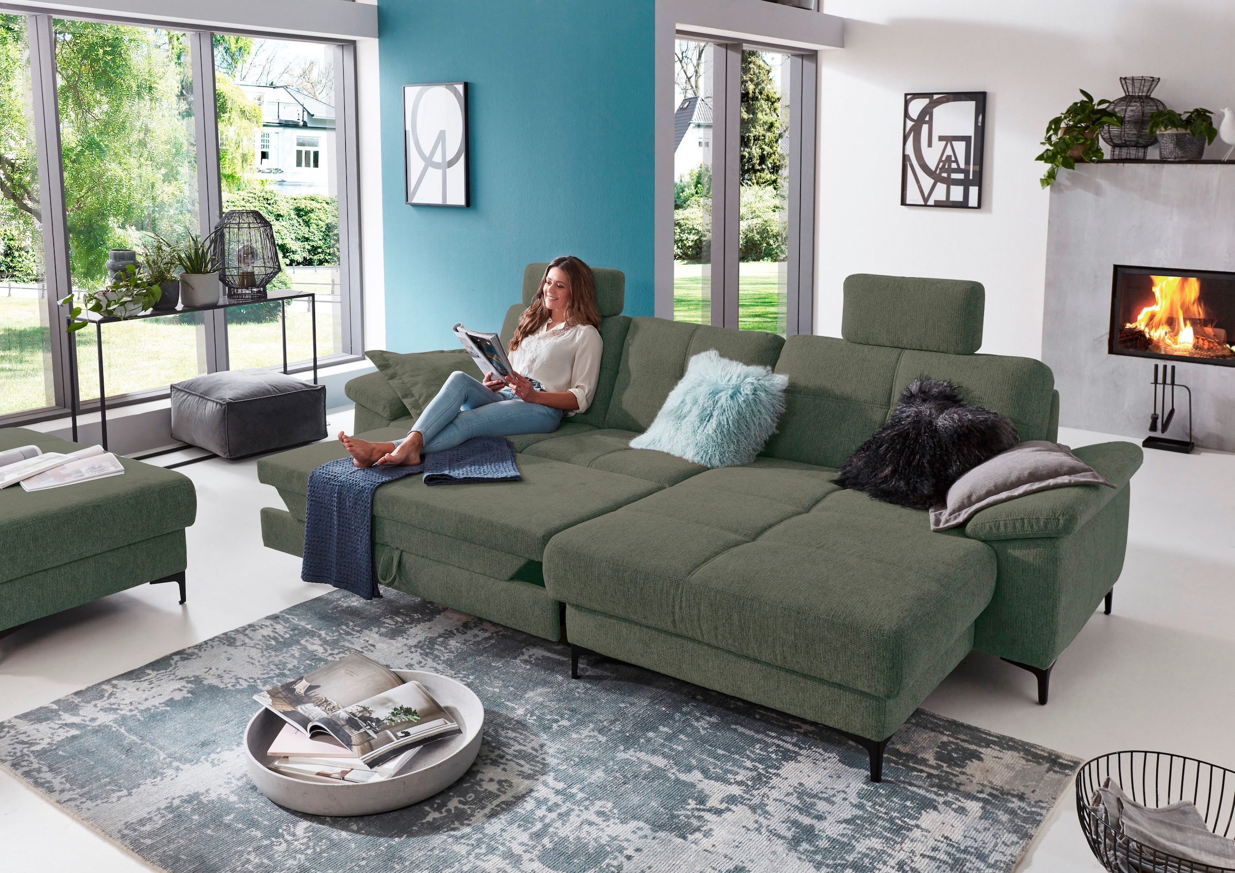 3C Carina Ecksofa »Burnaby bequem und modern, OTTOs Choice, L-Form«, 2 Kopfstützen, optional mit Schlaf- und motorischer Relaxfunktion