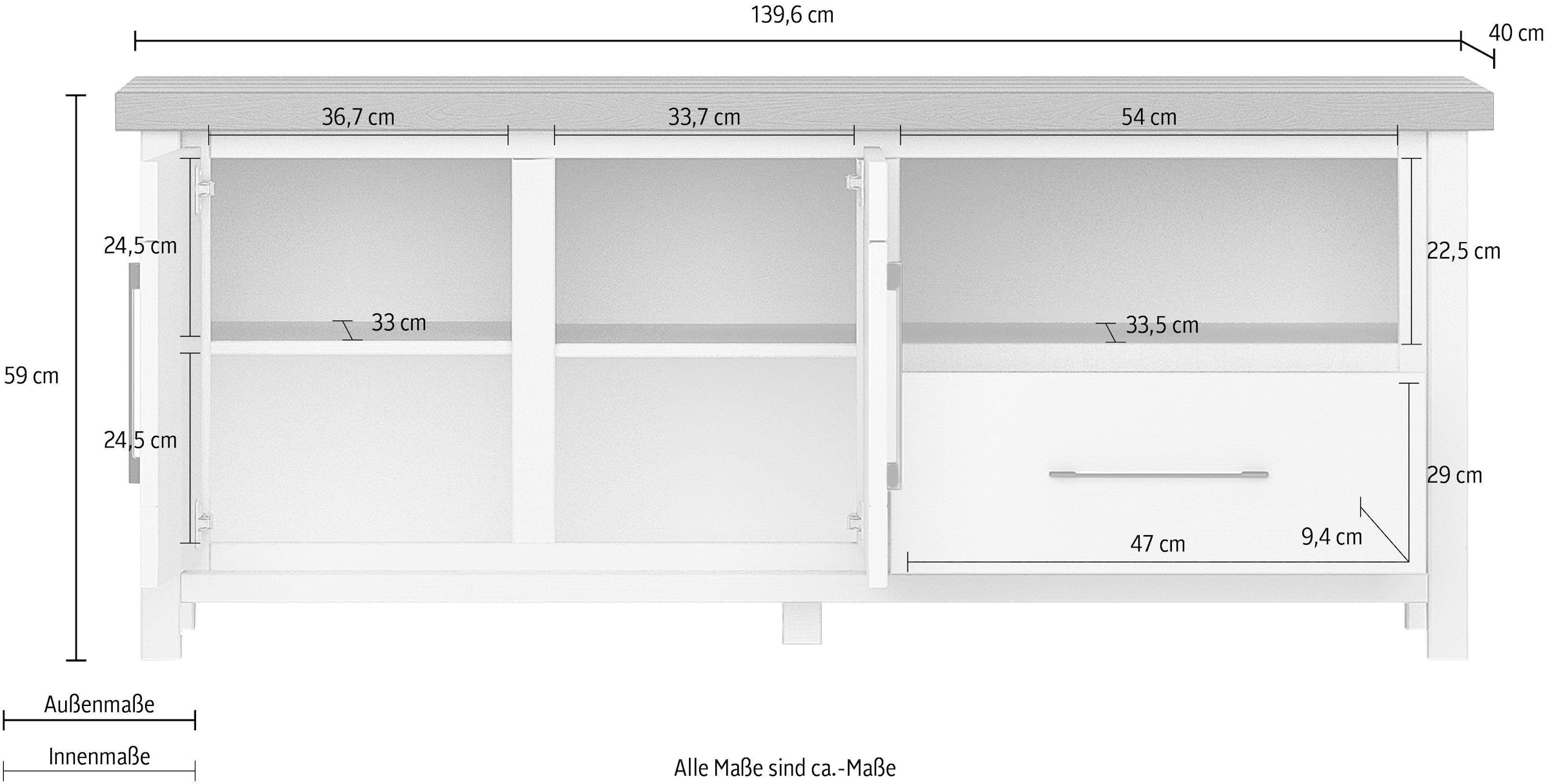 Home affaire Lowboard »Miami«, Breite 139 cm