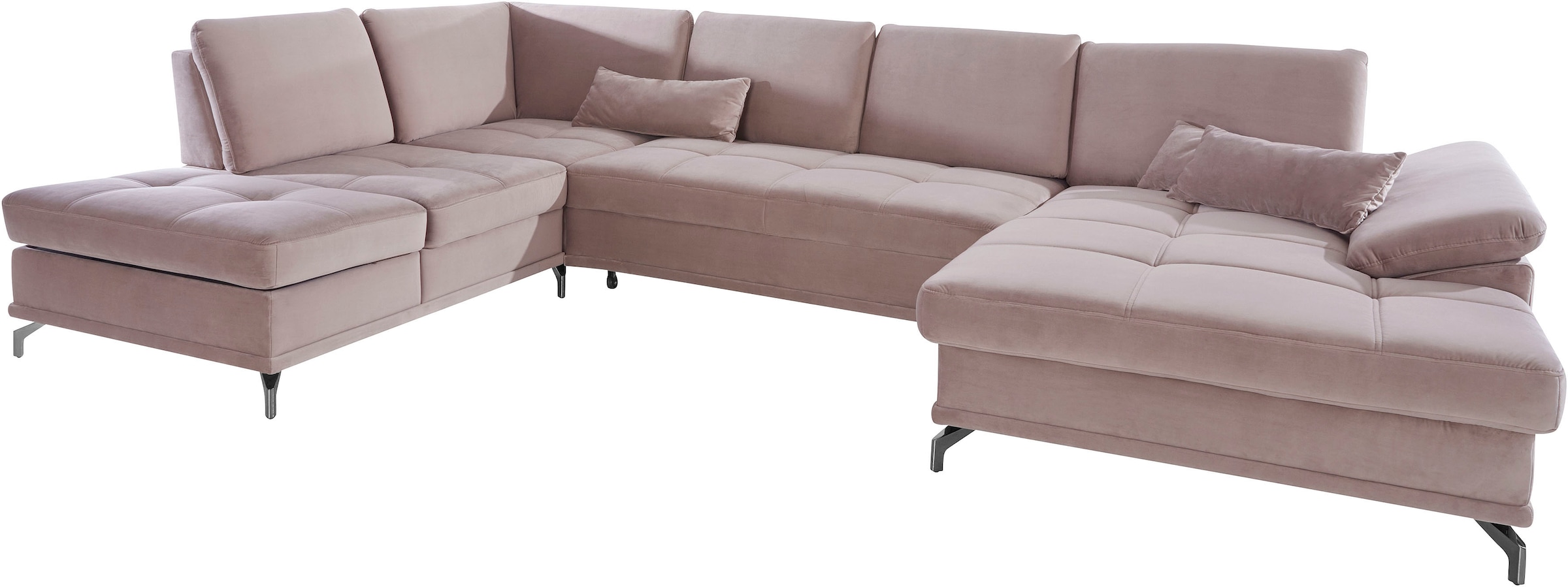 Places of Style Wohnlandschaft »Costello U-Form, mit Sitztiefenverstellung, Armteilverstellung und«, 3 Nierenkissen, optional Bettfunktion und Bettkasten