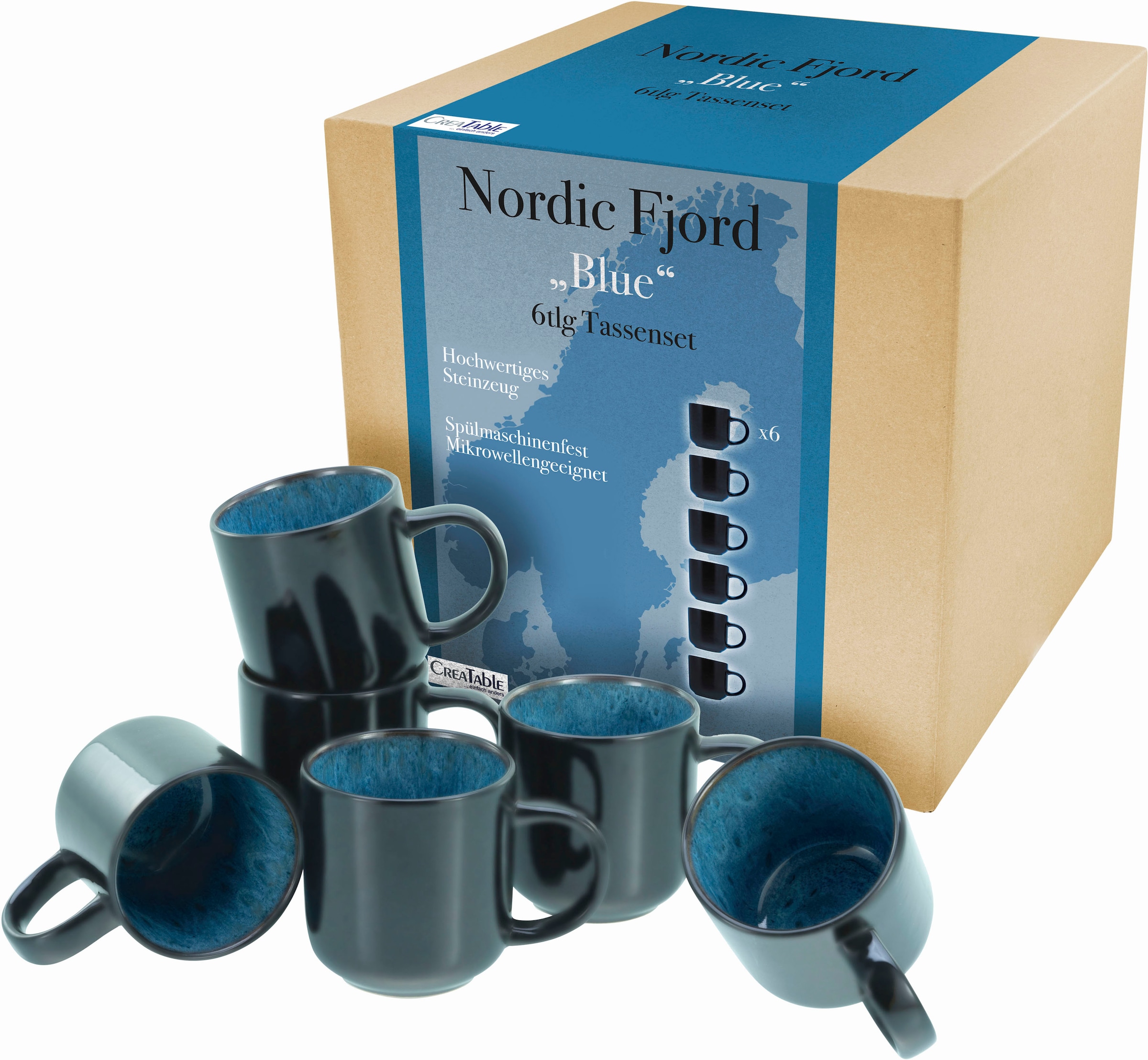 CreaTable Becher "Nordic Fjord" Kaffeebecher, Tassen Set, 6-teilig, 285 ml günstig online kaufen