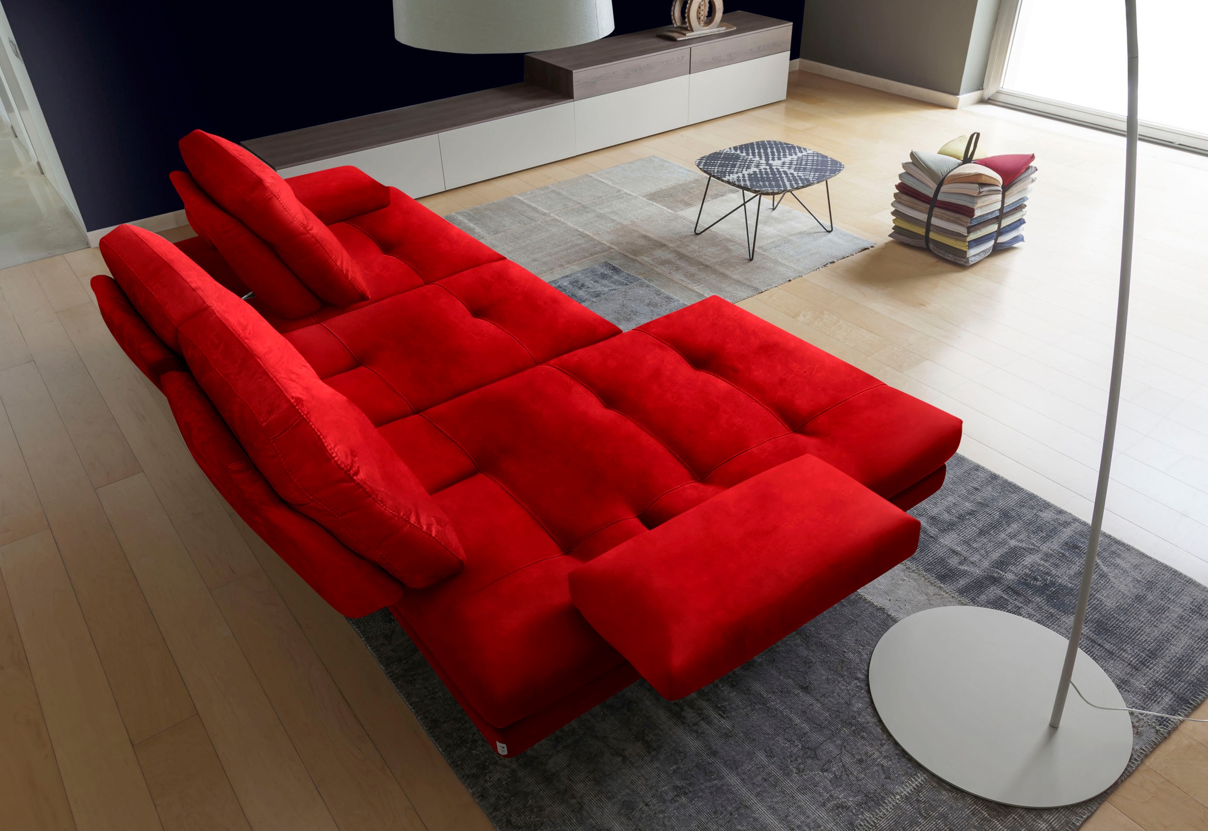 CALIA ITALIA Ecksofa »Toby Wing, L-Form, Designsofa mit sensationellem Sitzkomfort«, inklusive Sitztiefenverstellung, Füße in chrom glänzend