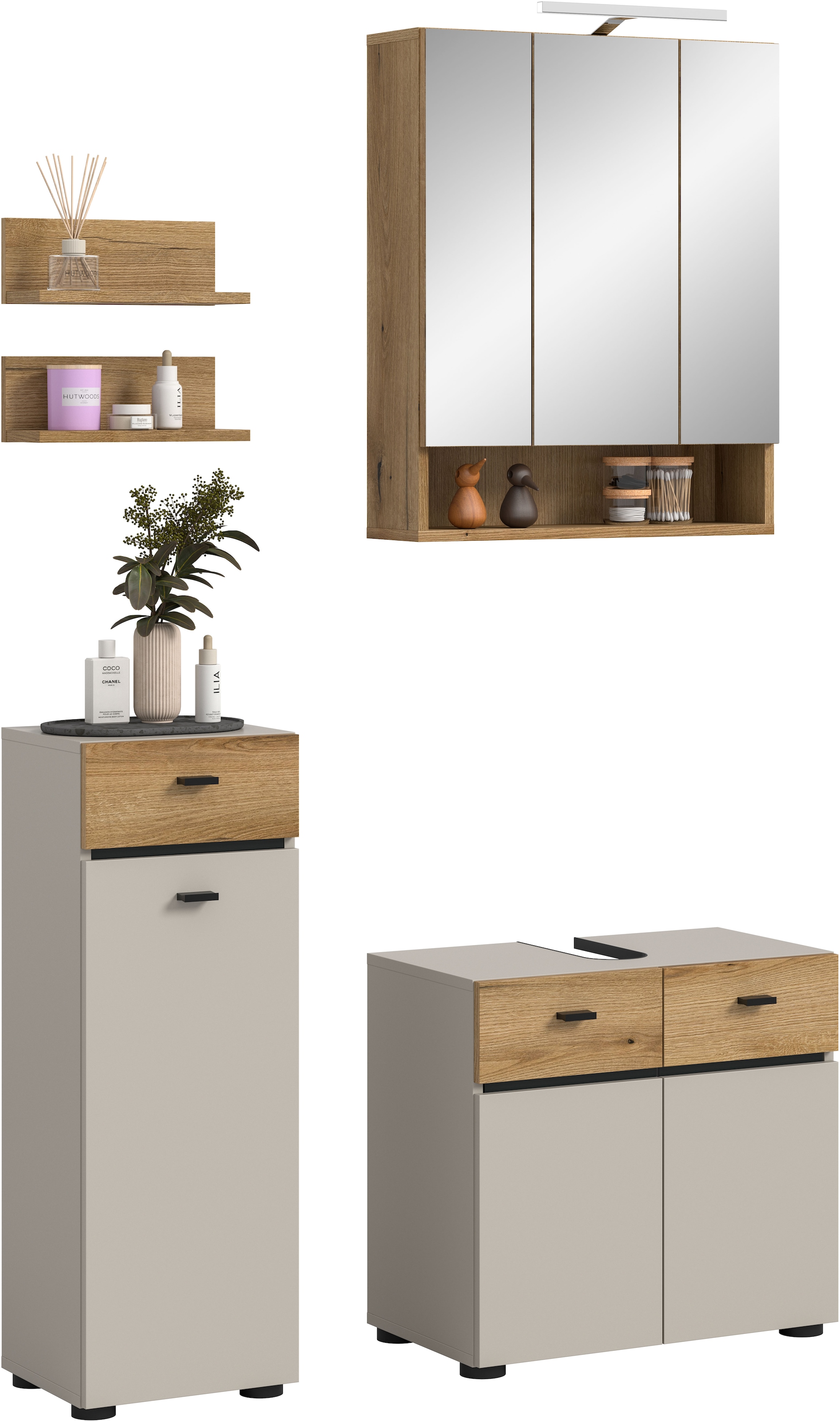 welltime Badmöbel-Set "VANN, 5-teilige moderne Badkombination, inkl. Beleuc günstig online kaufen