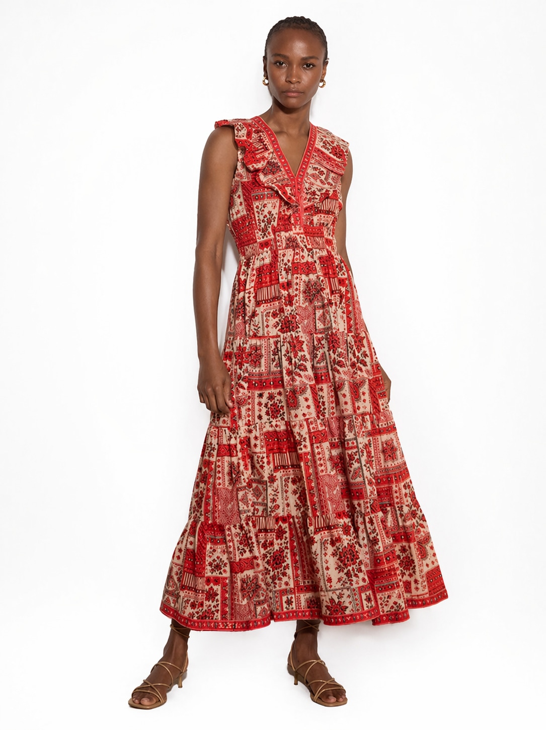 Apricot Partykleid "Schimmerndes Midaxi-Kleid" mit Schalsprint und Stufen