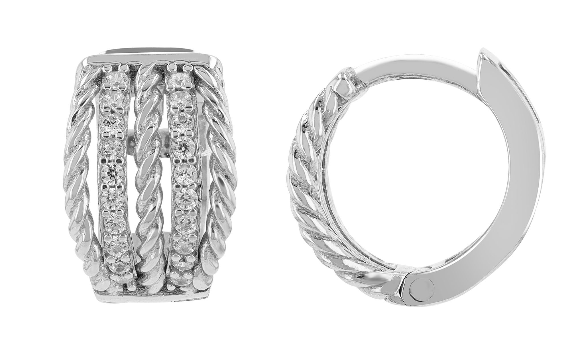 Adelia´s Klappcreolen »Damen Ohrringe – Klappcreole aus 925 Silber mit Zirkonia« Ideal als Geschenk – dezent und elegant