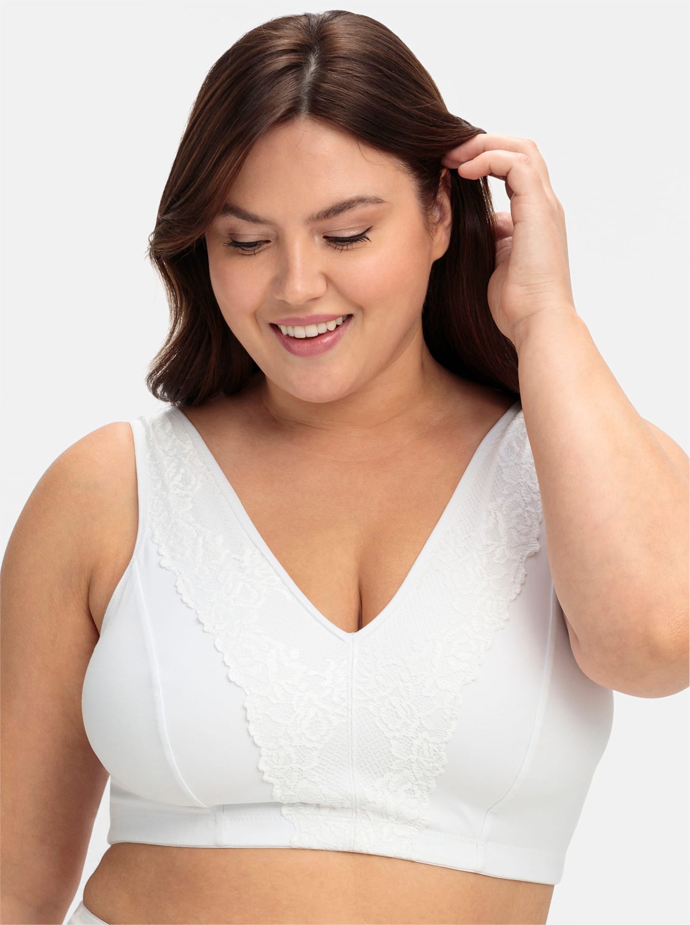 SHEEGO Damen Bügelloser BH, Gr. 115, weiß, 95% Baumwolle, 5% Elasthan, BHs