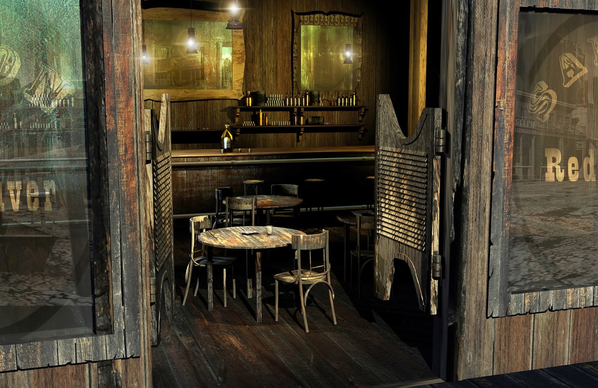 Papermoon Fototapete "SALOON-WILD WEST NOSTALGIE RETRO VINTAGE BAR COWBOY XXL"