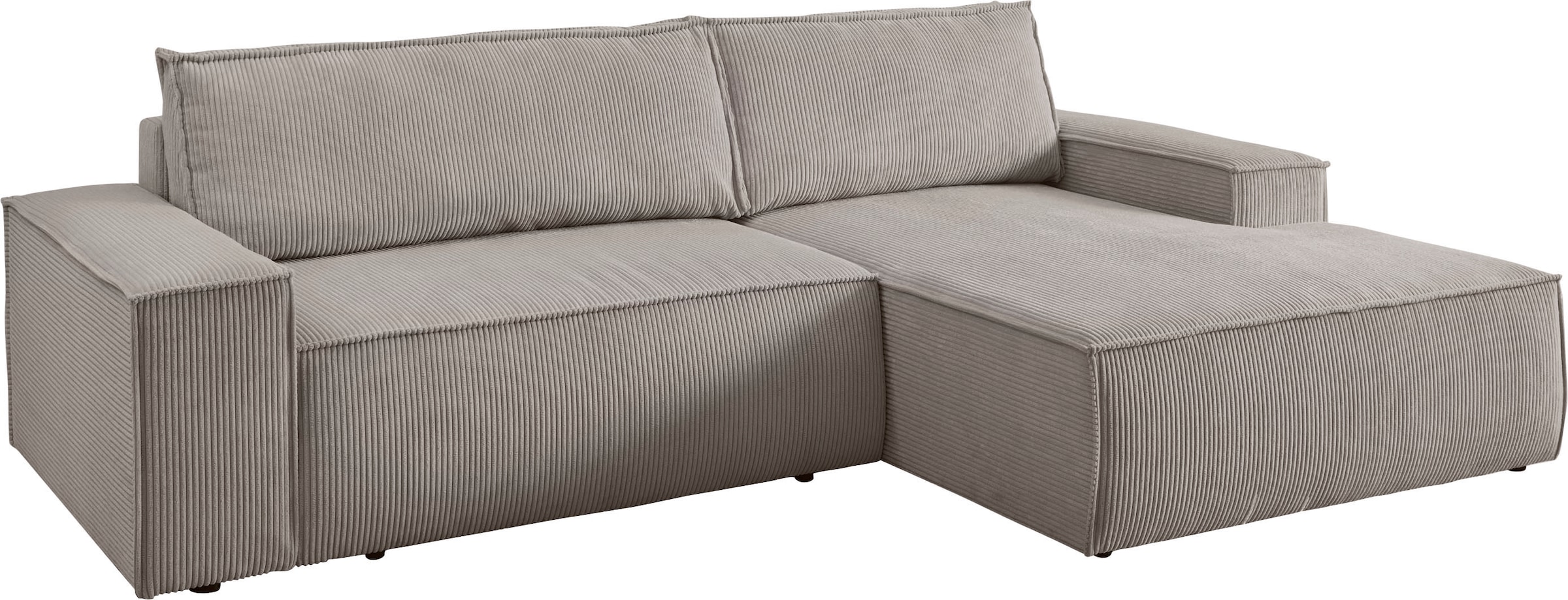 Home affaire Ecksofa »SHERWOOD Schlafsofa 267 cm, L-Form,« Schlaffunktion mit Bettkasten (210x136 cm), Cord, Vintage, Samtvelours