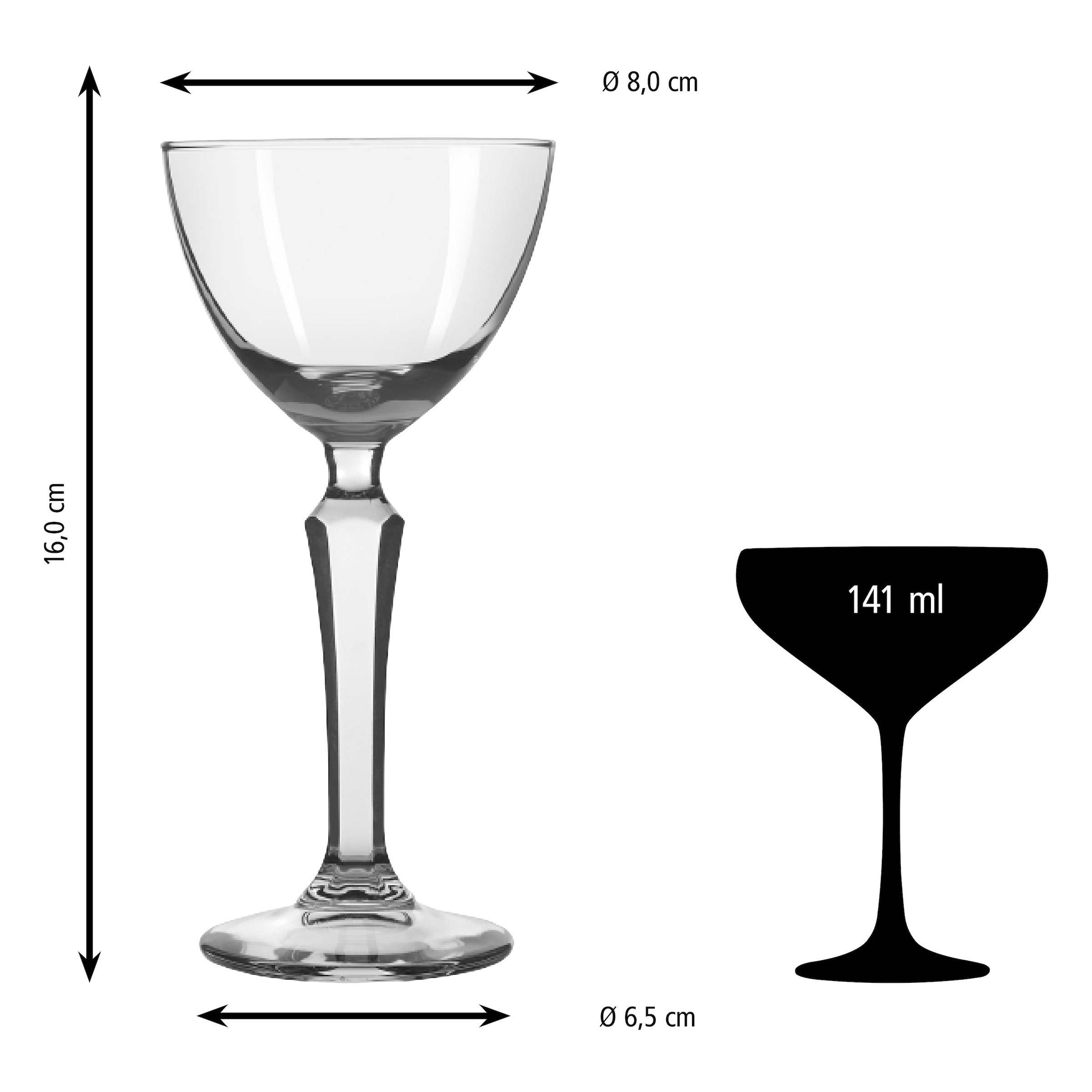 LIBBEY Gläser-Set »Libbey Nick and Nora 12er Set -SPEAKEASY-«, (Set, 12 tlg.), 141 ml, hochwertig verarbeitet, im modernen Design