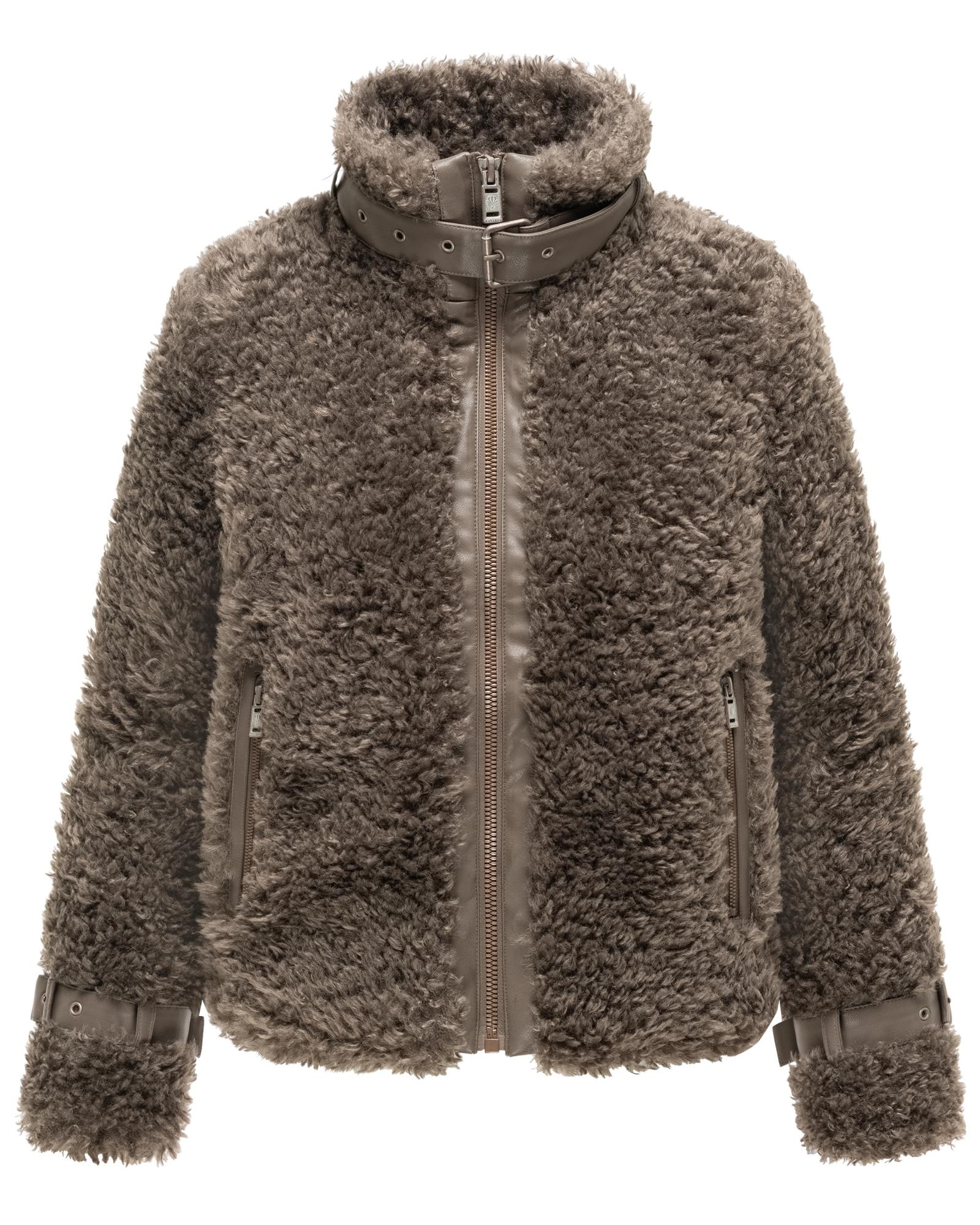Navahoo Plüschjacke »Wuschelwonne 14« Teddy Jacke mit Kustleder-Details