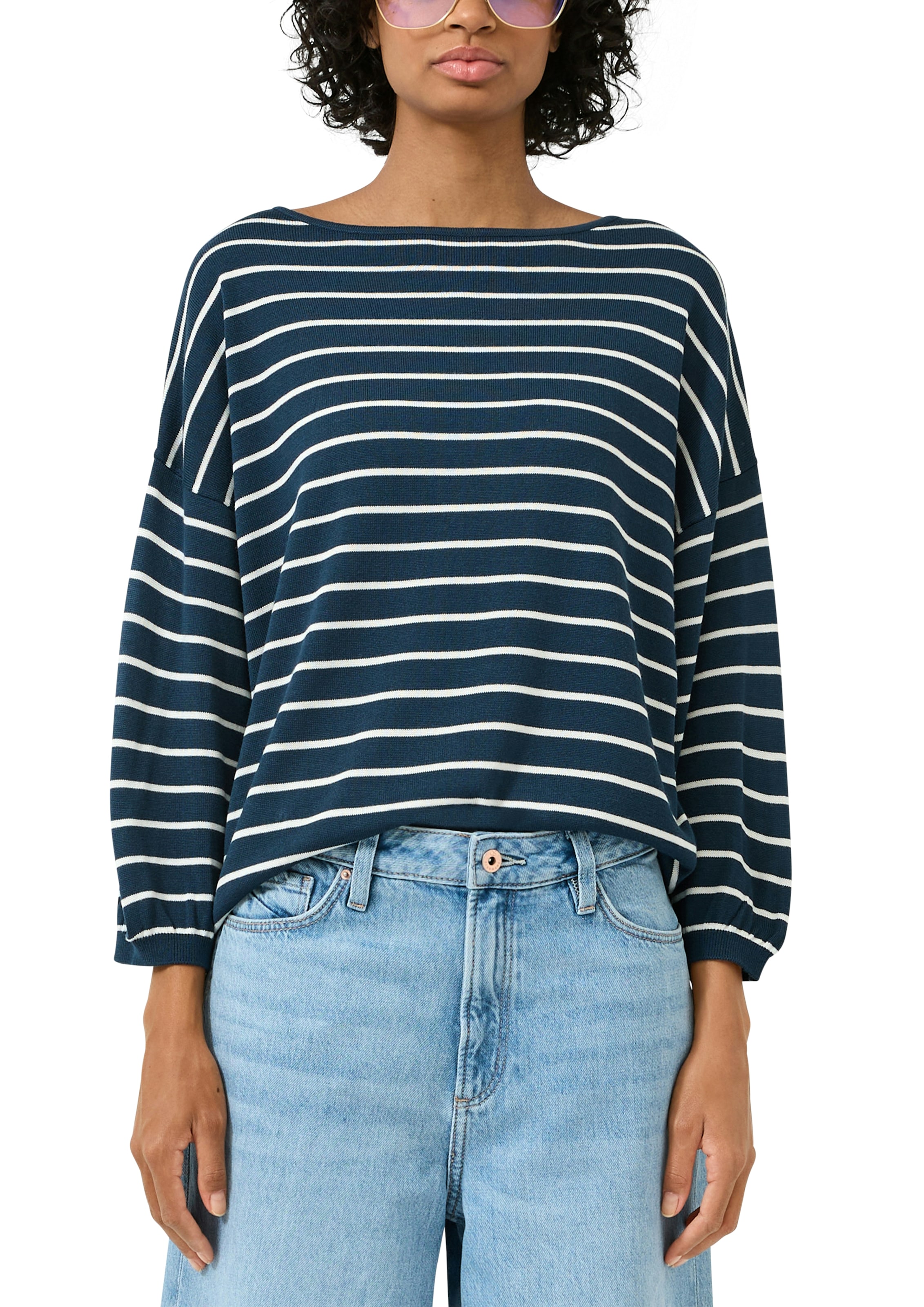 QS 3/4 Arm-Pullover gestreift, mit Viskose günstig online kaufen