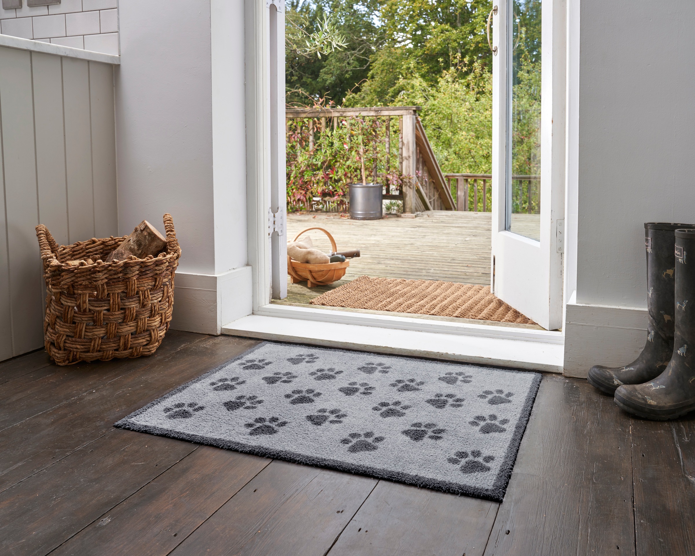 Turtle Mat Fußmatte »Paws Grey«, rechteckig, 9 mm Höhe