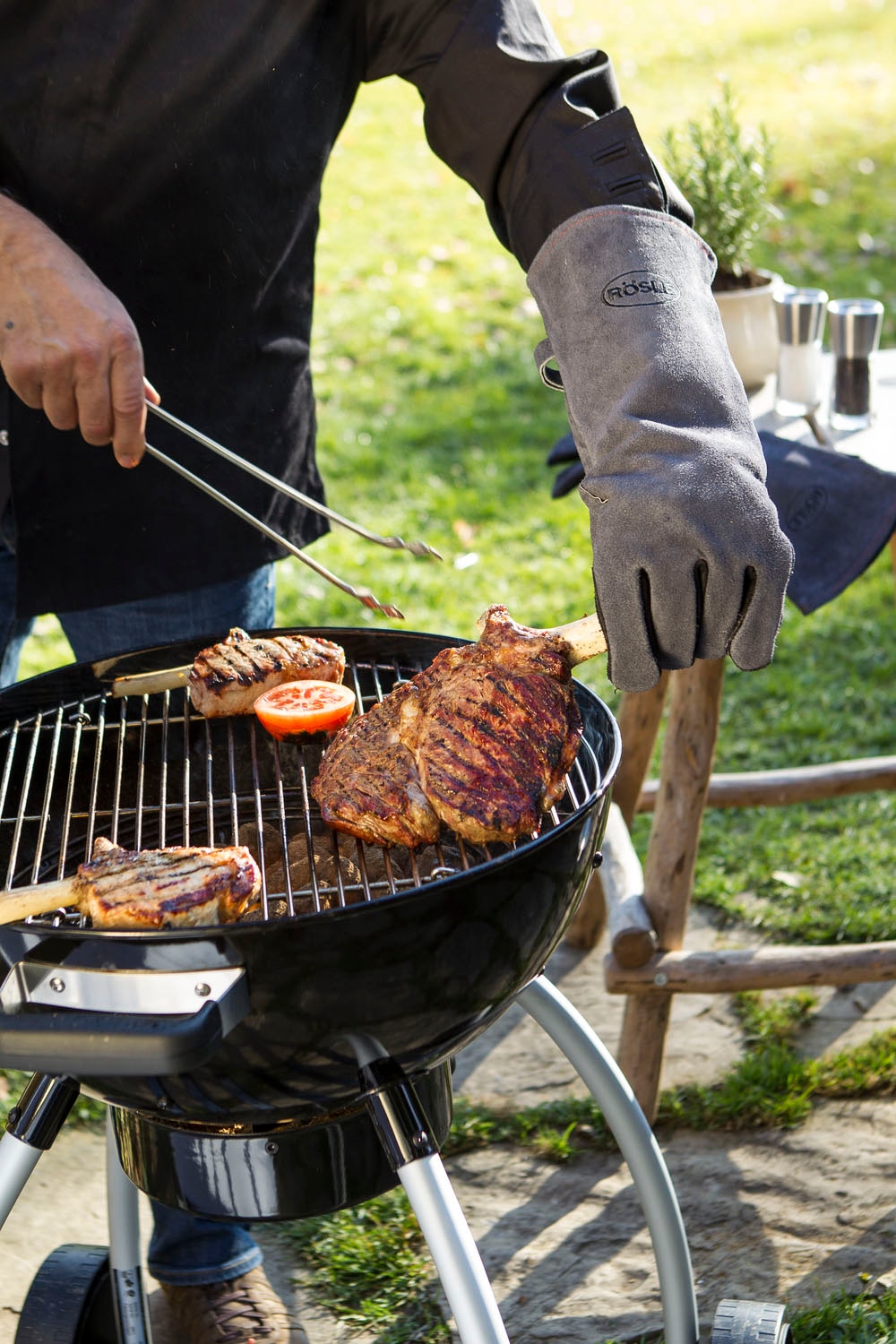 RÖSLE Grillhandschuhe »VIDERO, 25031«, Lederhandschuhe zum Schutz vor Verbrennungen, Universalgröße 24/XL