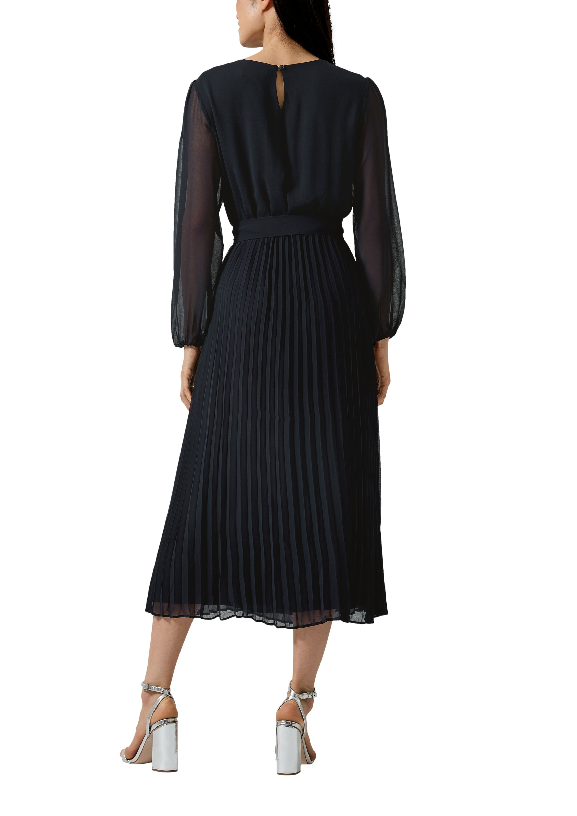 s.Oliver BLACK LABEL Meshkleid Ohne Tasche mit seitlichem Bindegürtel günstig online kaufen